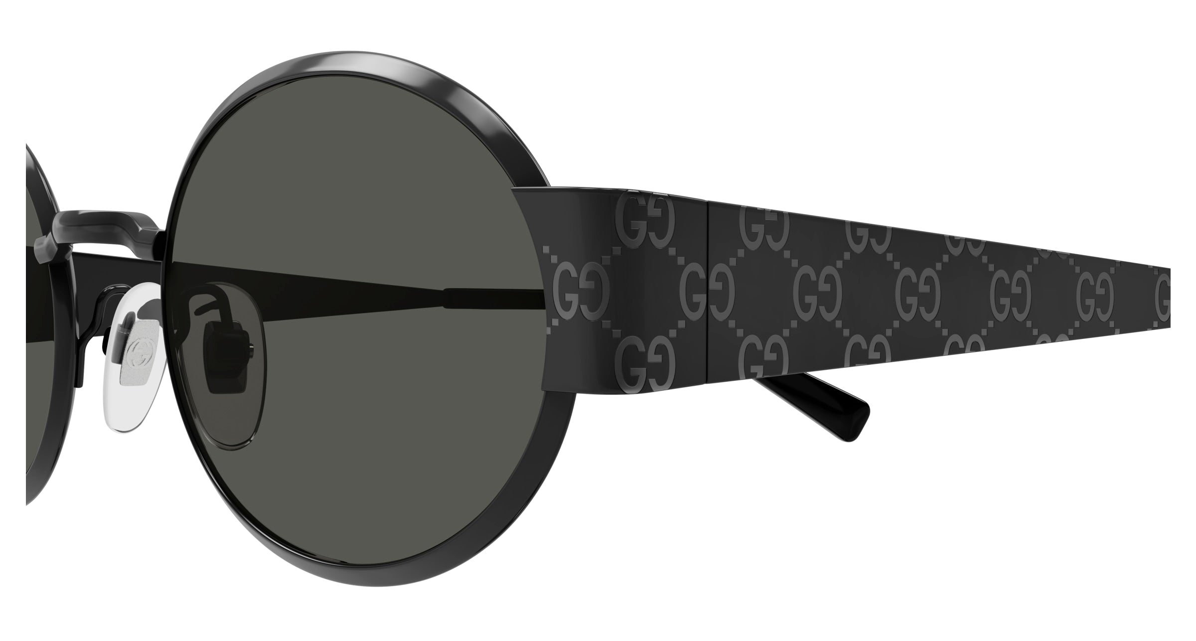 Gucci GG1854S 001 Ruthenium Grey Round Sunglasses - eye-oo.com