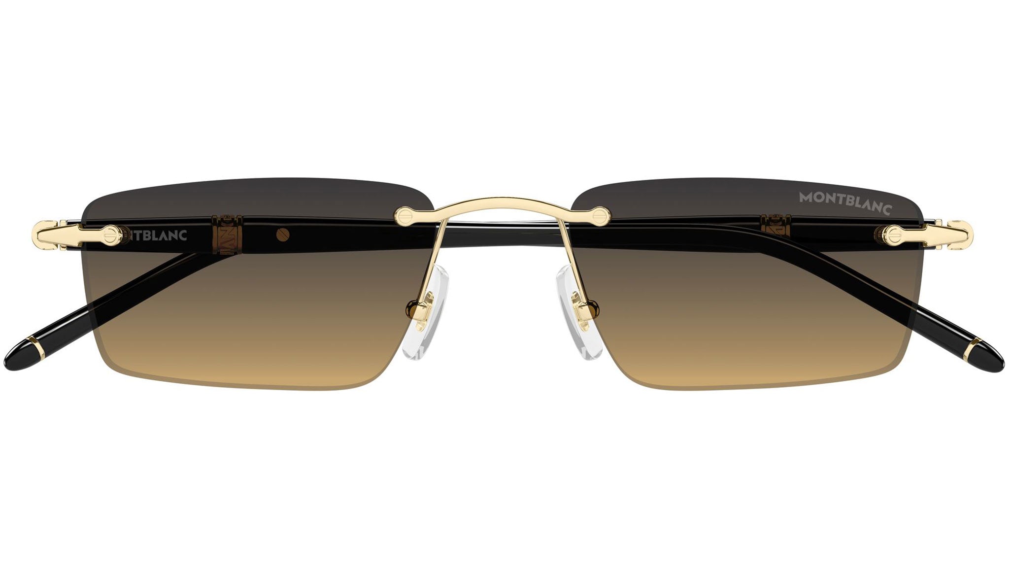 MB0484S Montblanc Rectangular Sunglasses 002 Light Gold - eye-oo.com