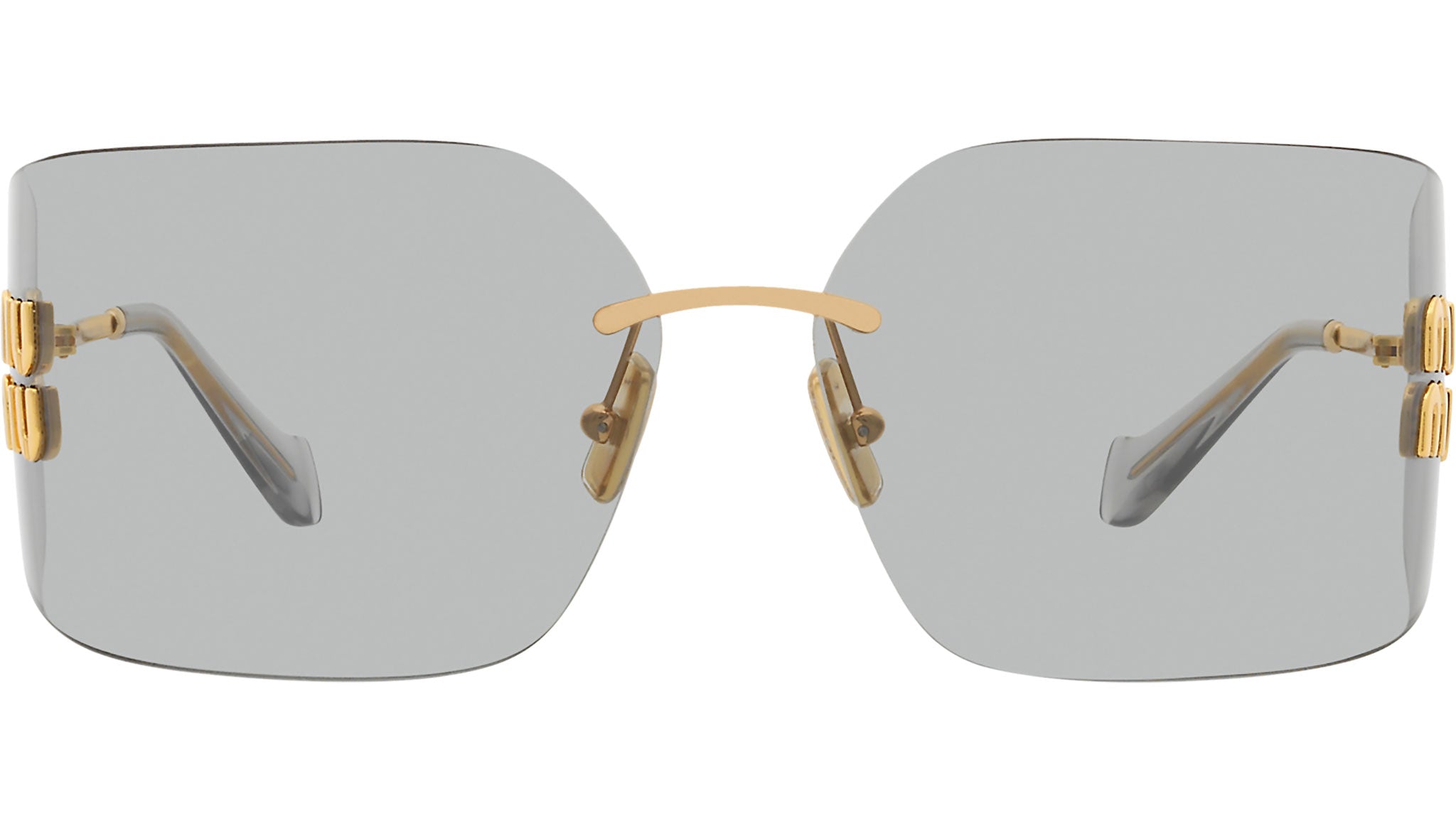 Miu Miu MU54YS 5AK30B Geometric Sunglasses - Gold/Light Grey Miu Miu Runway Sunglasses Light Gray (0MU 54YS 5AK30B) in  main image 3