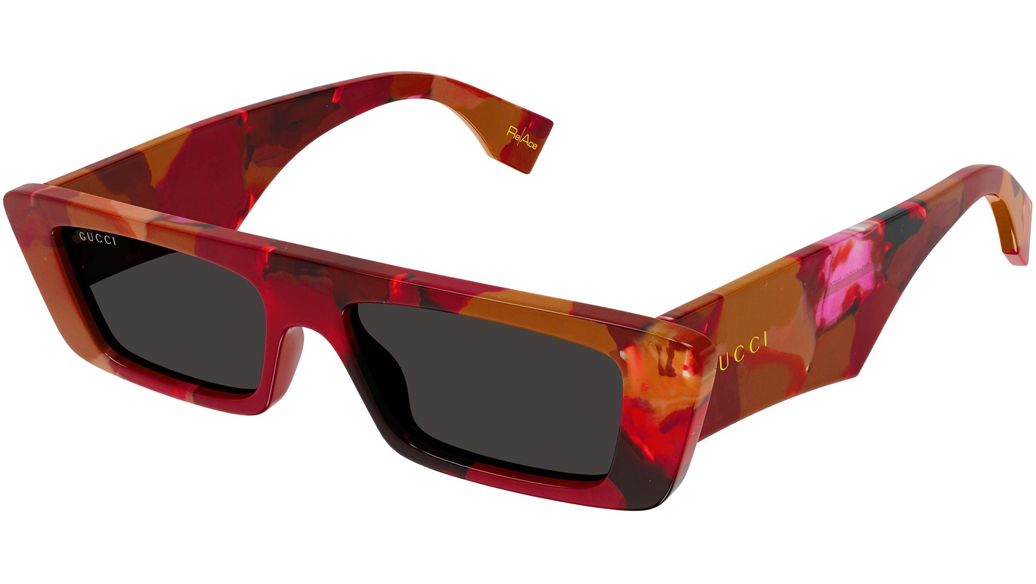 Gucci GG1625S 002 Red Grey Rectangular Sunglasses - eye-oo.com