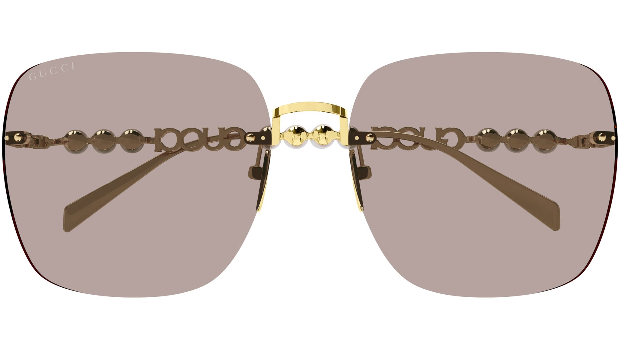 Gucci GG1923SA 004 Gold Pink Rectangular Sunglasses - eye-oo.com