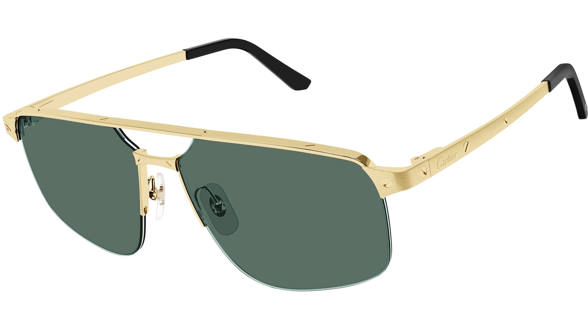 Cartier Santos CT0385S Sunglasses 002 Gold Green - eye-oo.com display picture 1