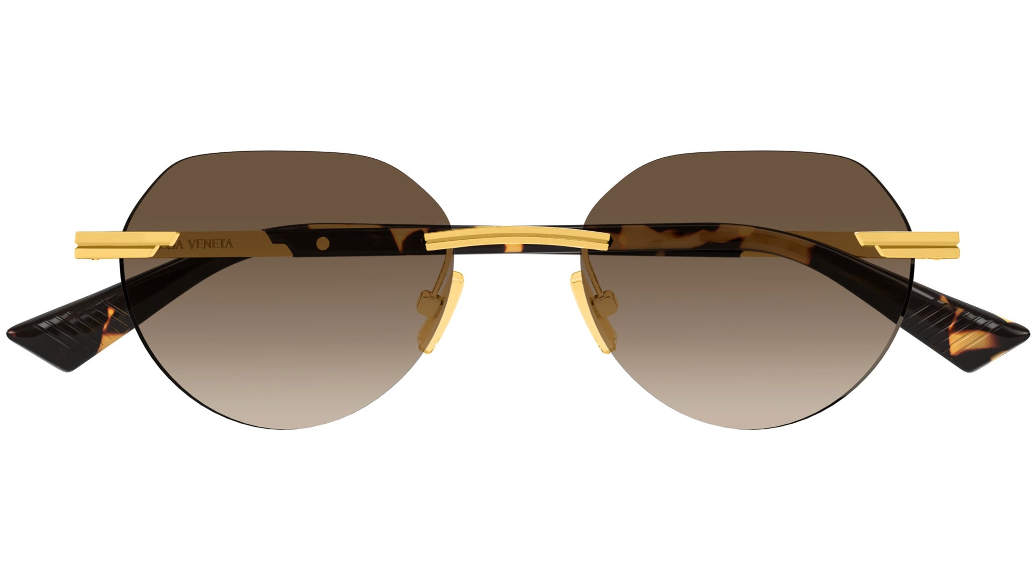 BV1379S Bottega Veneta Panthos Sunglasses 003 Shiny Gold - eye-oo.com