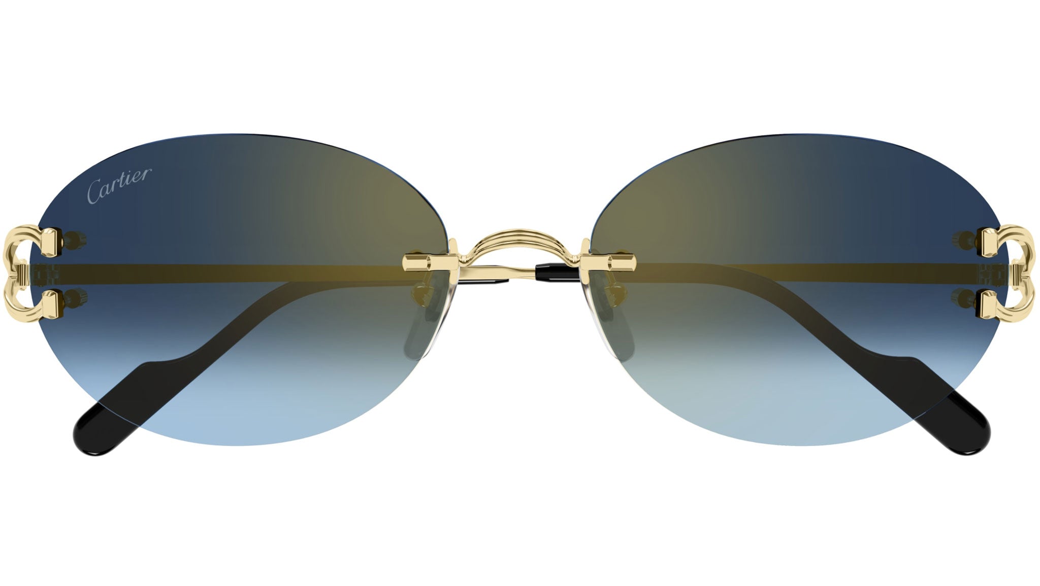 Cartier CT0551S 002 Sunglasses Shiny Gold Blue - eye-oo.com