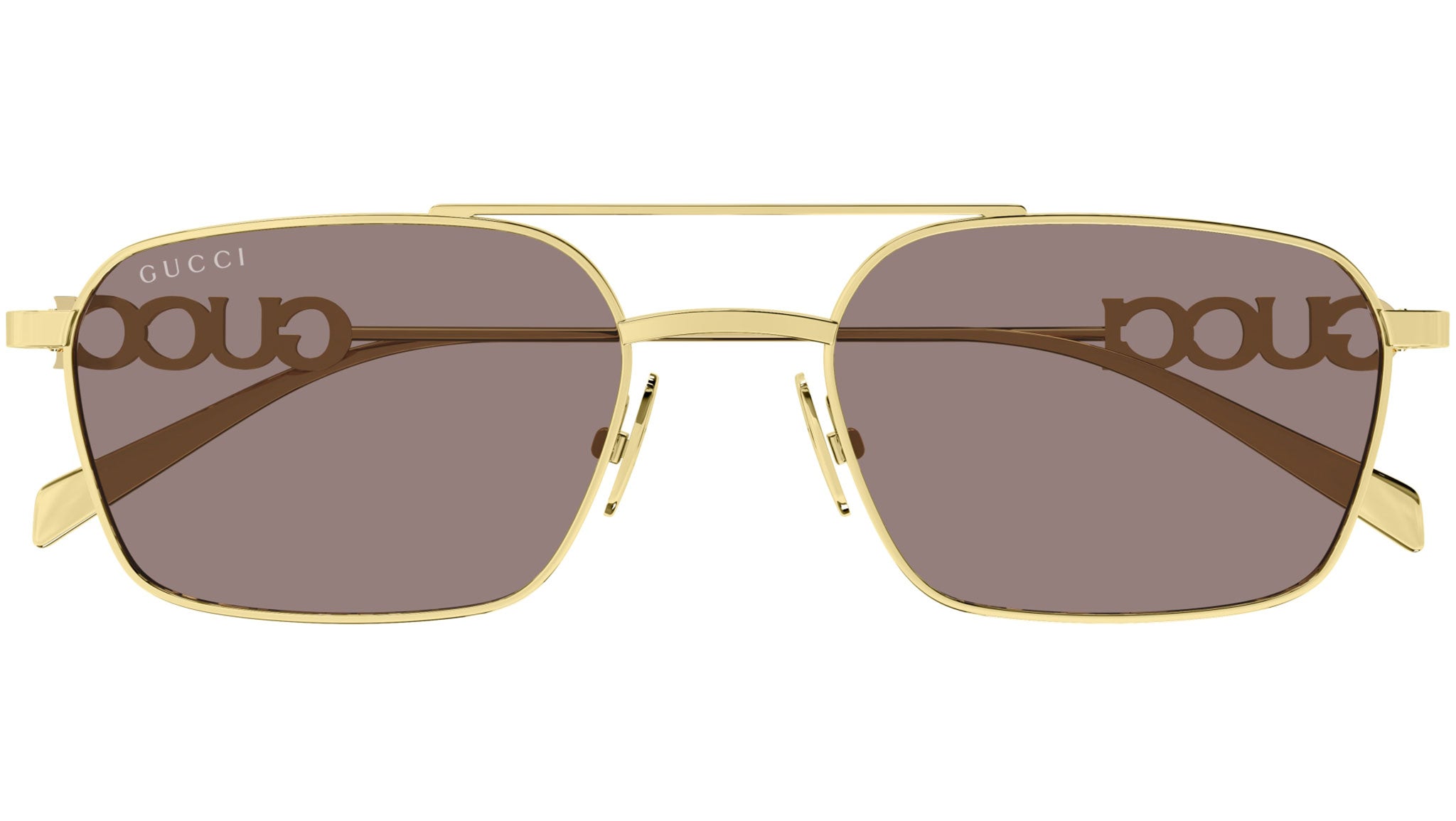 Gucci GG1804S 003 Gold Brown Rectangular Sunglasses - eye-oo.com