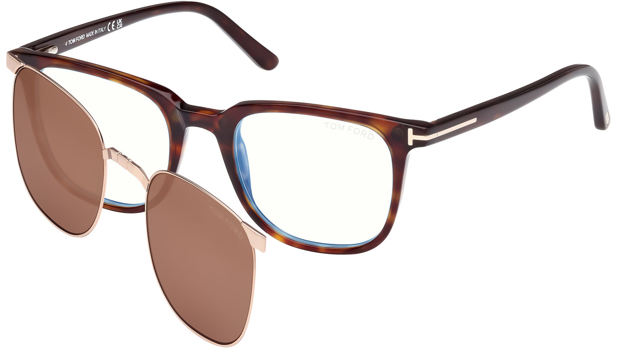 Tom Ford FT5916-B Clip-on Optical Frame 052 Dark Havana - eye-oo.com