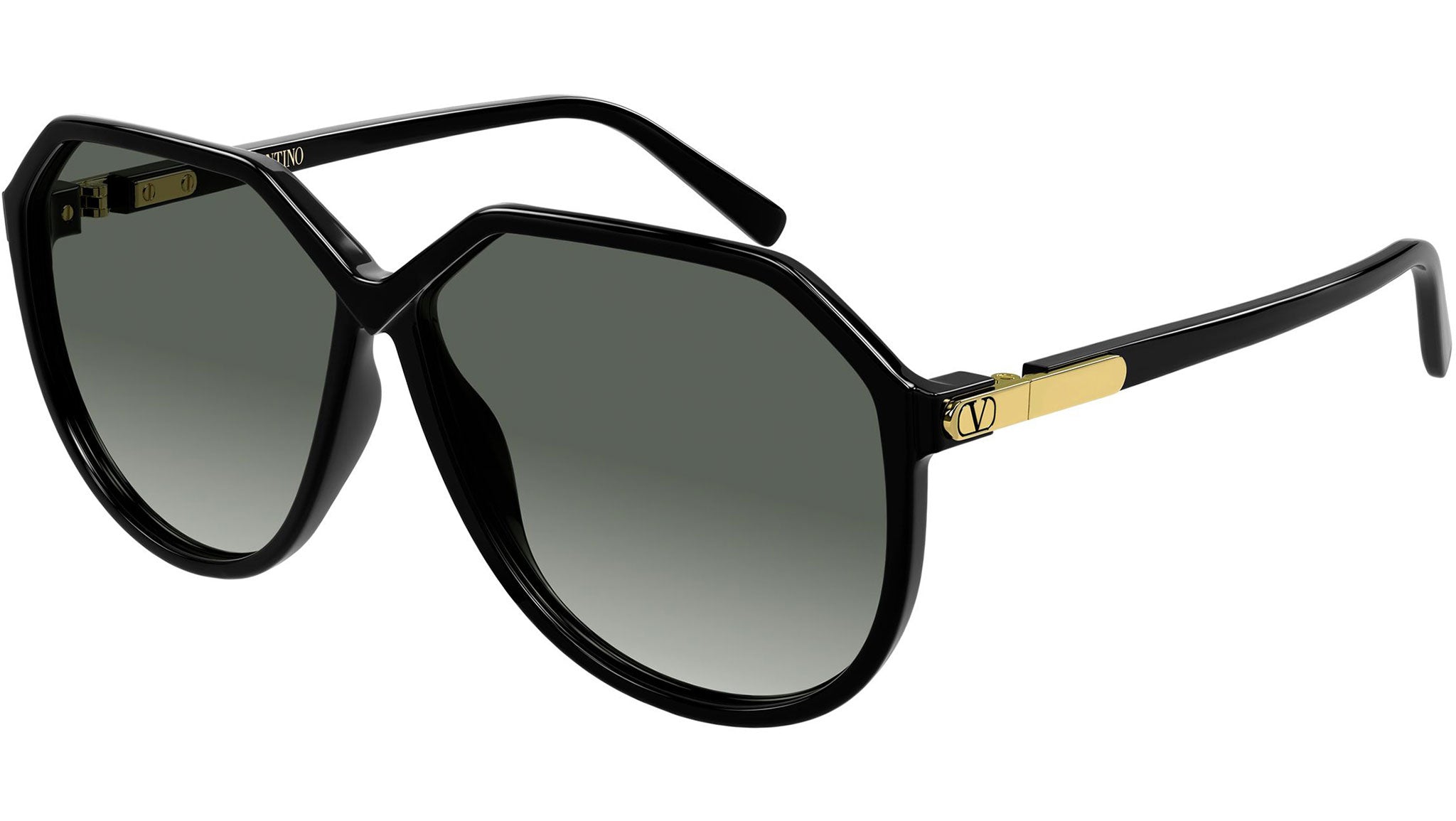 Valentino VG0026S Sunglasses 001 Black Grey Geometric - eye  display picture 2