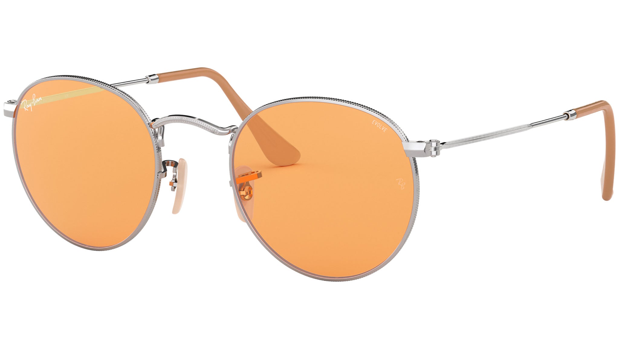 Ray-Ban Round Washed Evolve RB3447 silver orange