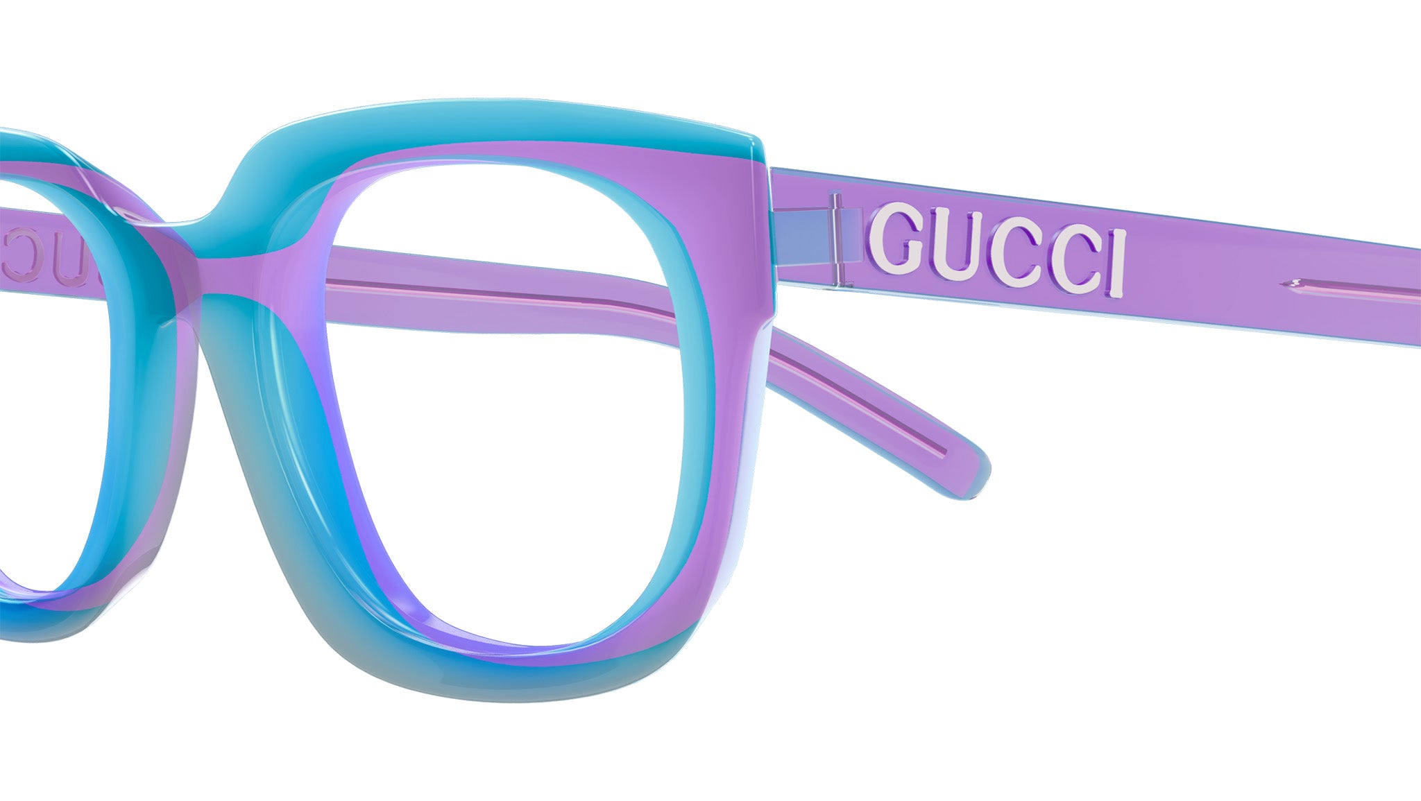 Gucci Eyeglasses GG1721O 003 Light-Blue Transparent Violet - eye