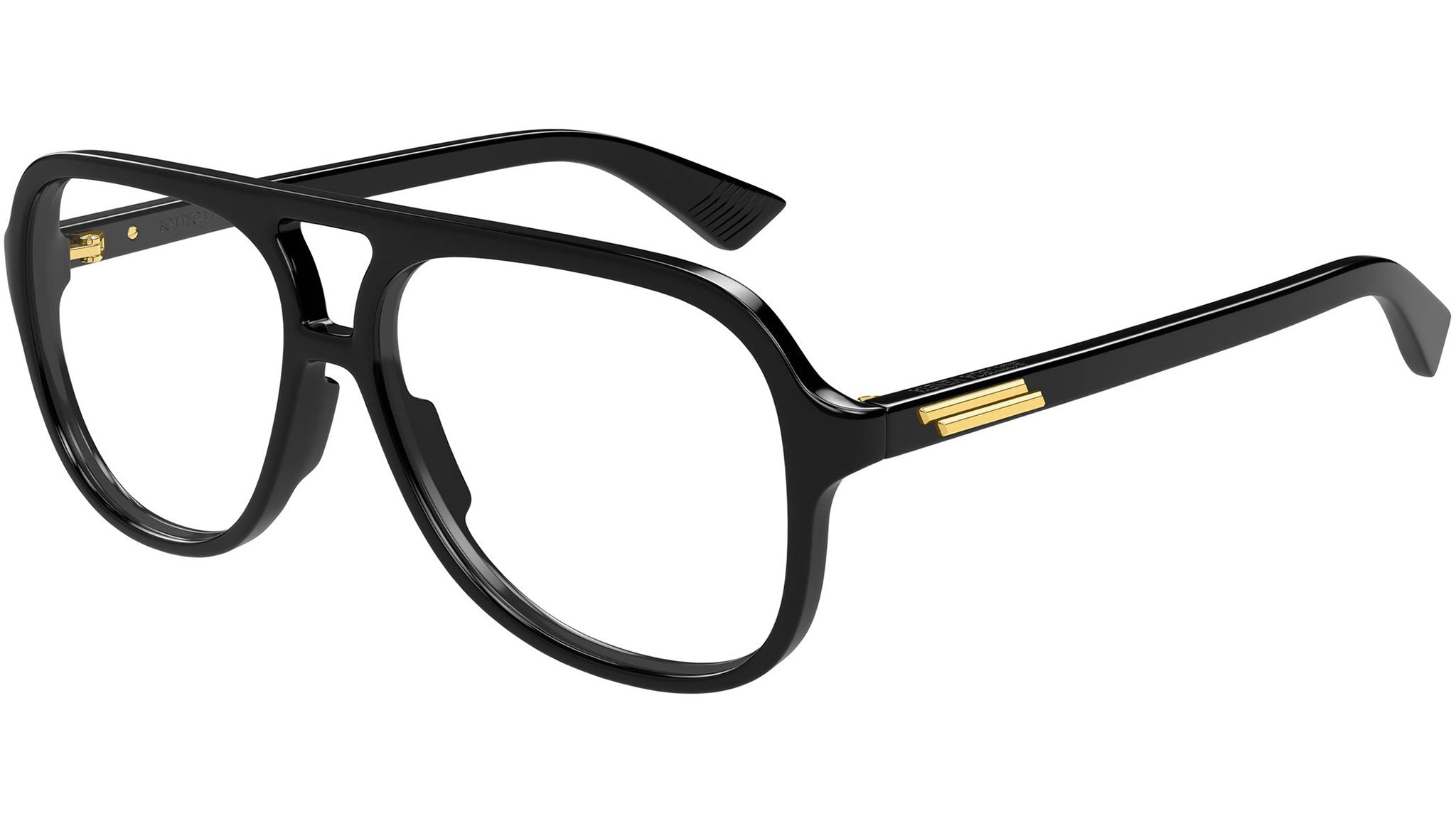 BV1417O Bottega Veneta Pilot Glasses 001 Shiny Black - eye-oo.com