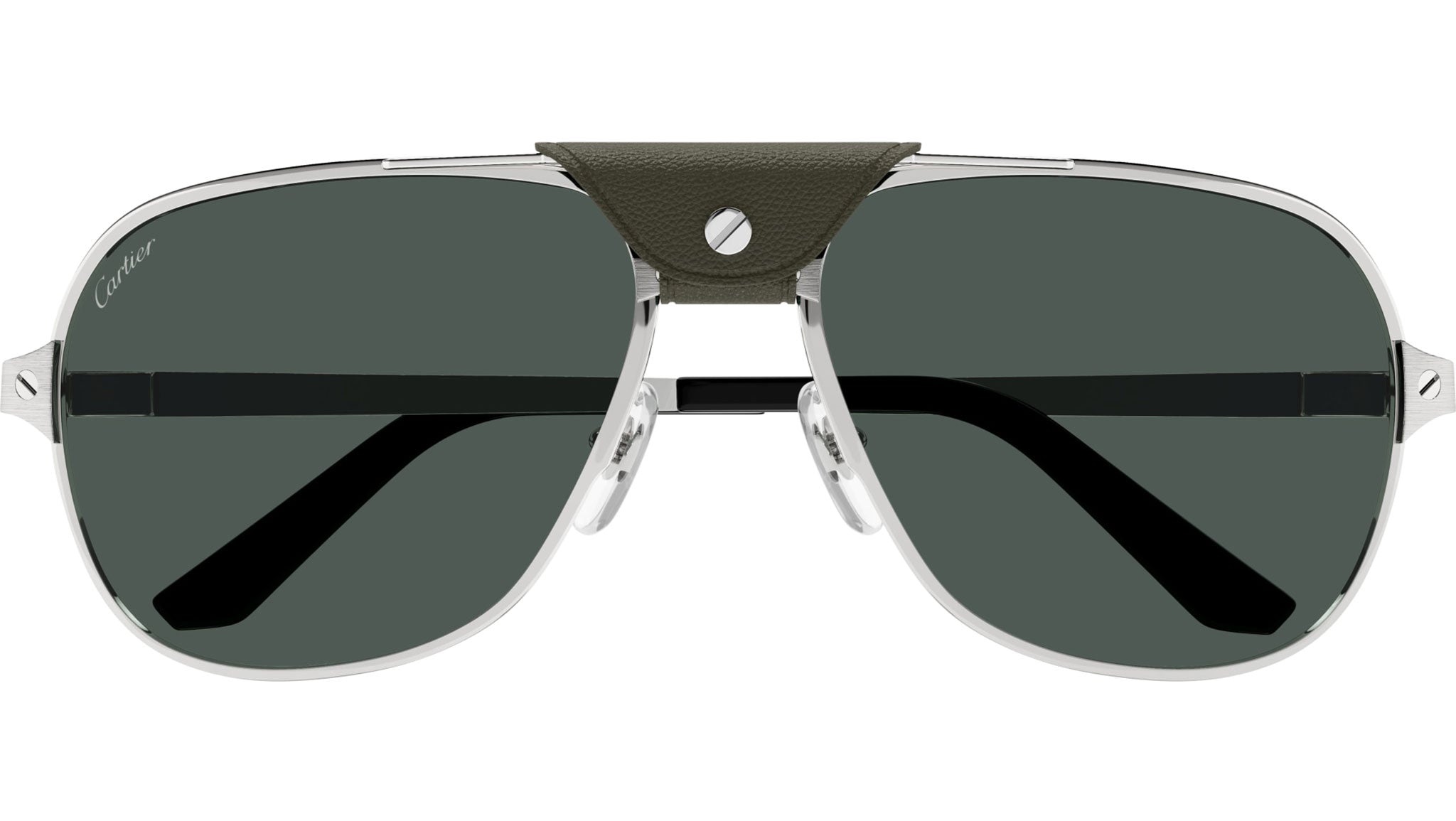 Santos de Cartier Sunglasses CT0165S 012 Silver Green - eye-oo.com
