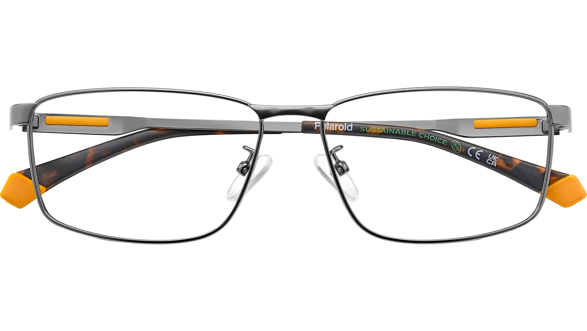 Polaroid Round Metal Eyeglasses Sustainable Women Orange Frames Gunmetal Lightweight Round Rimless Tinted Sunglasses with  main image 2