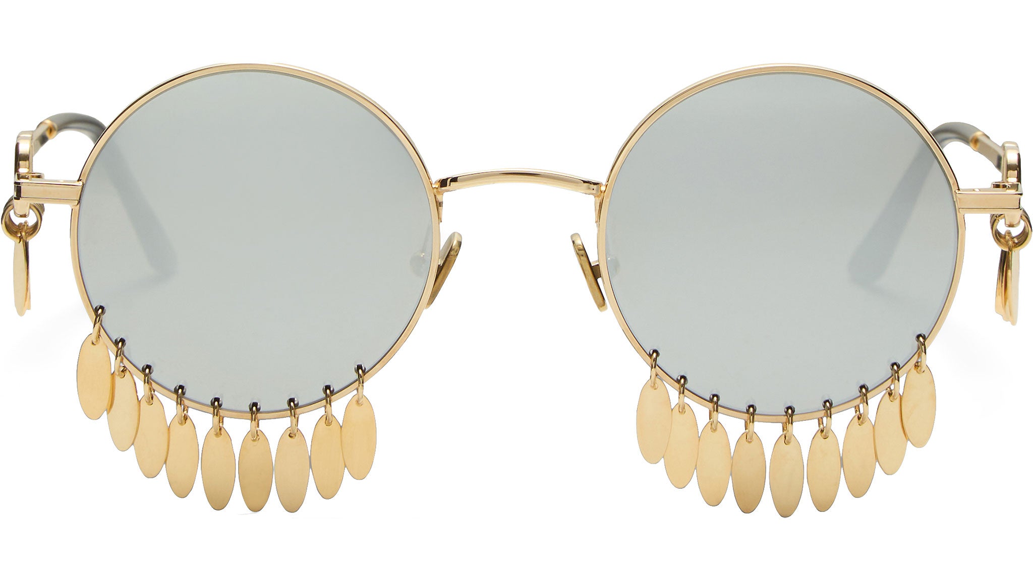 Valentino Sunglasses VLS 174A Gold Round Frame Mirror Lens 48mm Limited Edition Valentino VLS-174A Sunglasses GLD-BLK Light Gold - eye-oo.com main image 3