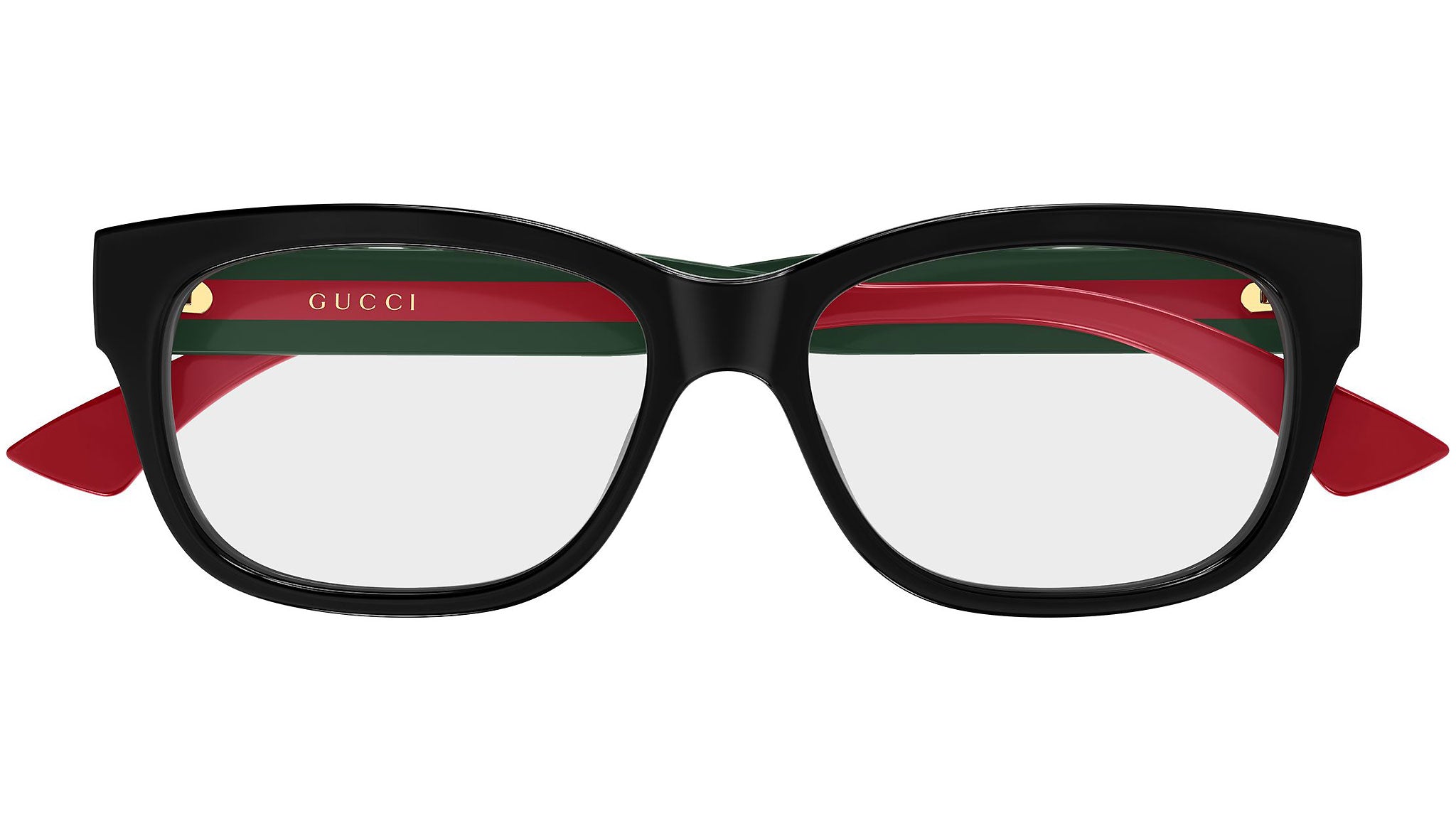 Gucci Black Red & Green RX Glasses‎ Gucci GG1863O 001 Black Green Rectangular Glasses - eye-oo.com main image 4