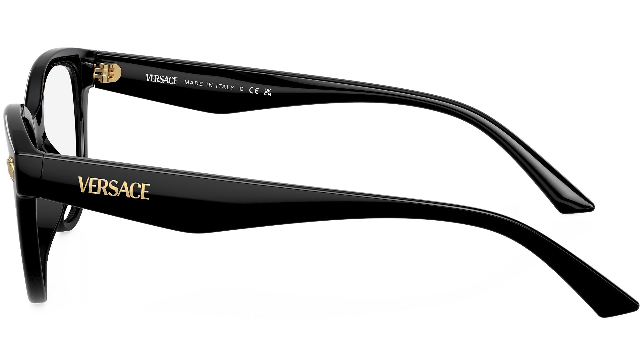 Versace Black Women\'s Eyeglass Frames with Gold Temple Accents Versace VE3214 Eyeglass Frames GB1-54 - Black VE3214-GB1-54  main image 3