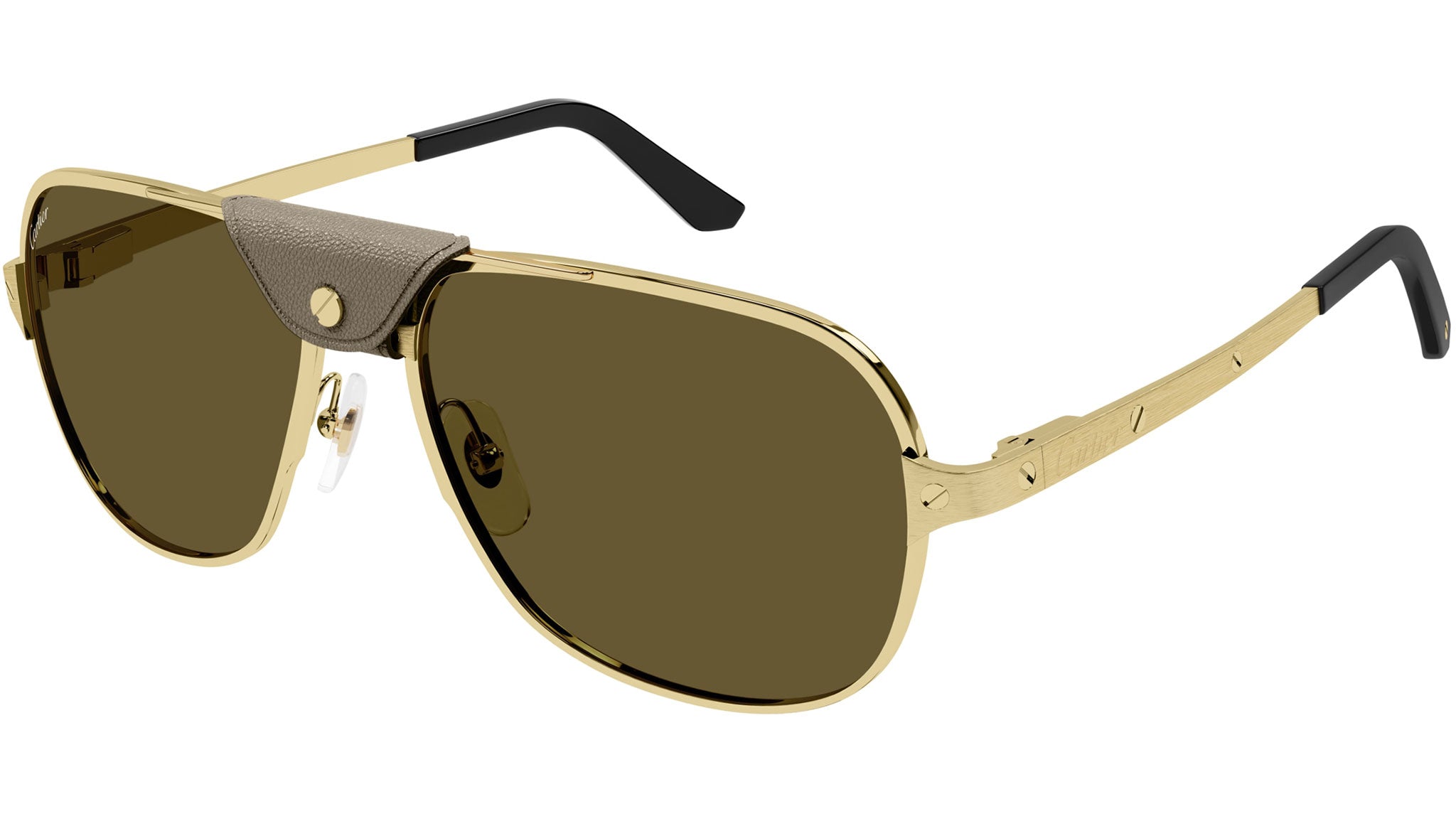 Santos de Cartier Sunglasses CT0165S 011 Gold Brown - eye-oo.com