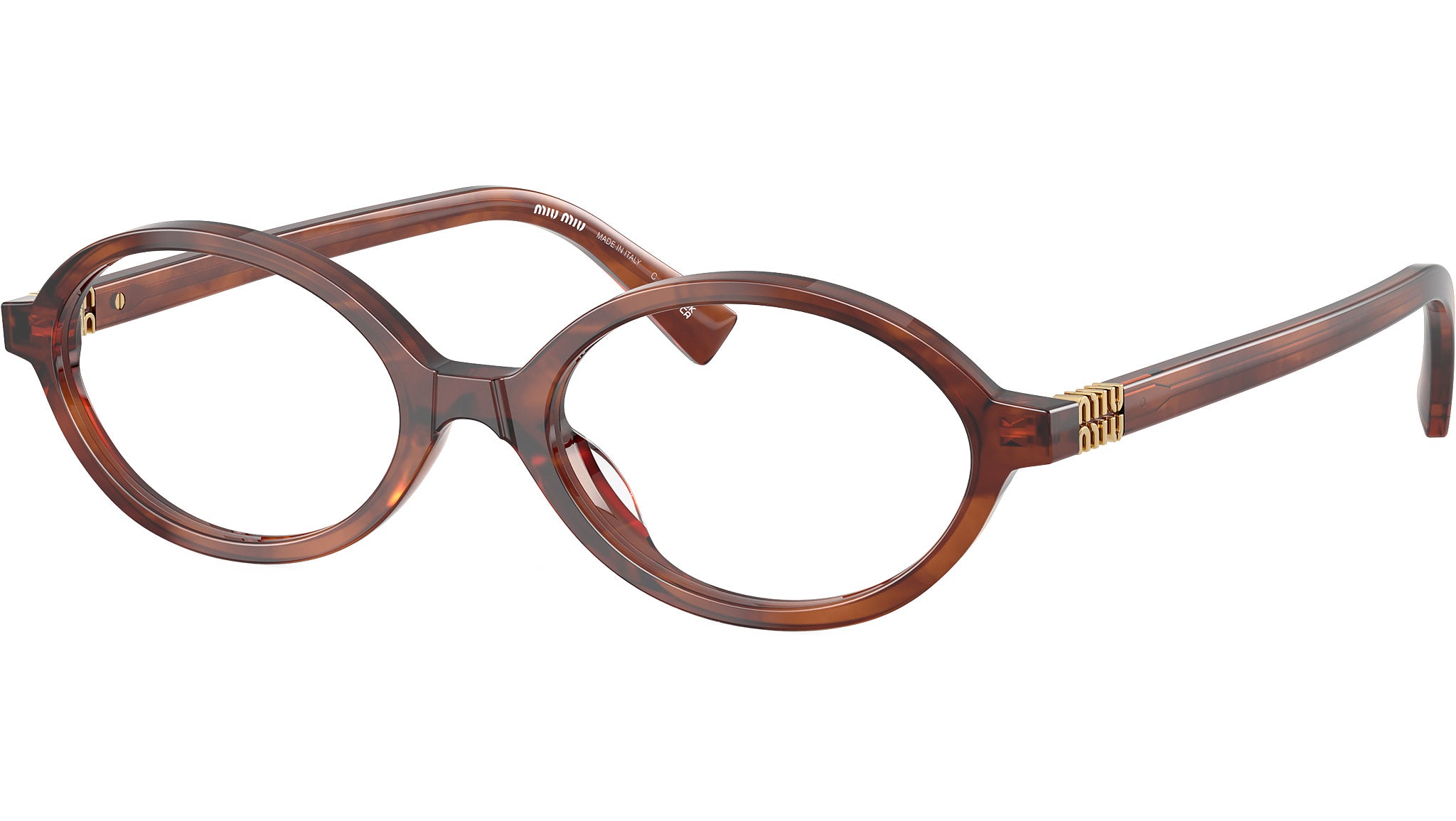 Miu Miu MU01XV Glasses 26E1O1 Striped Tobacco - eye-oo.com