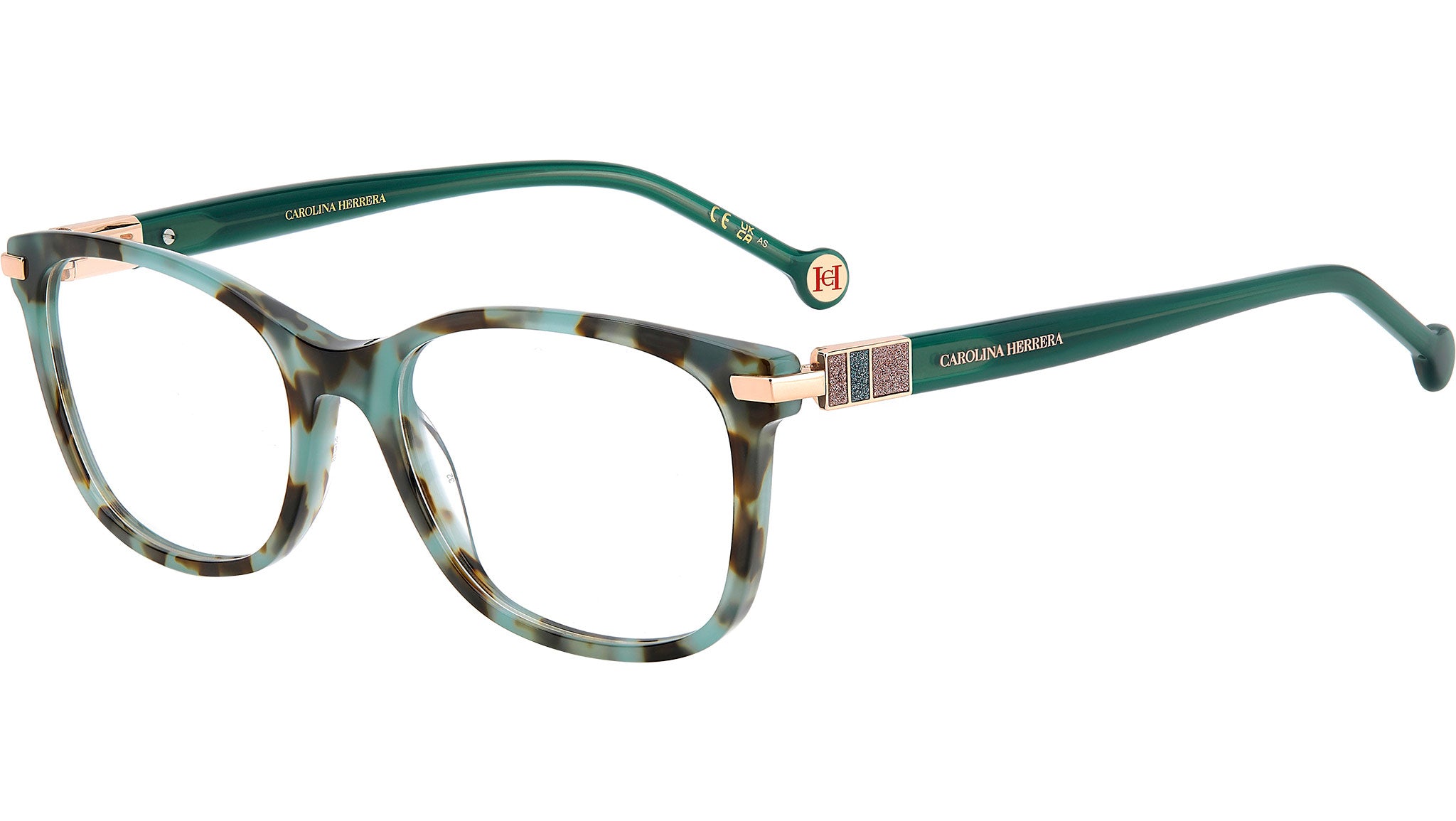 NWT CAROLINA HERRERA HER-0201-H4V-53 Eyeglasses Carolina Herrera HER 0201 J1L Optical Frame Green Havana  main image 4