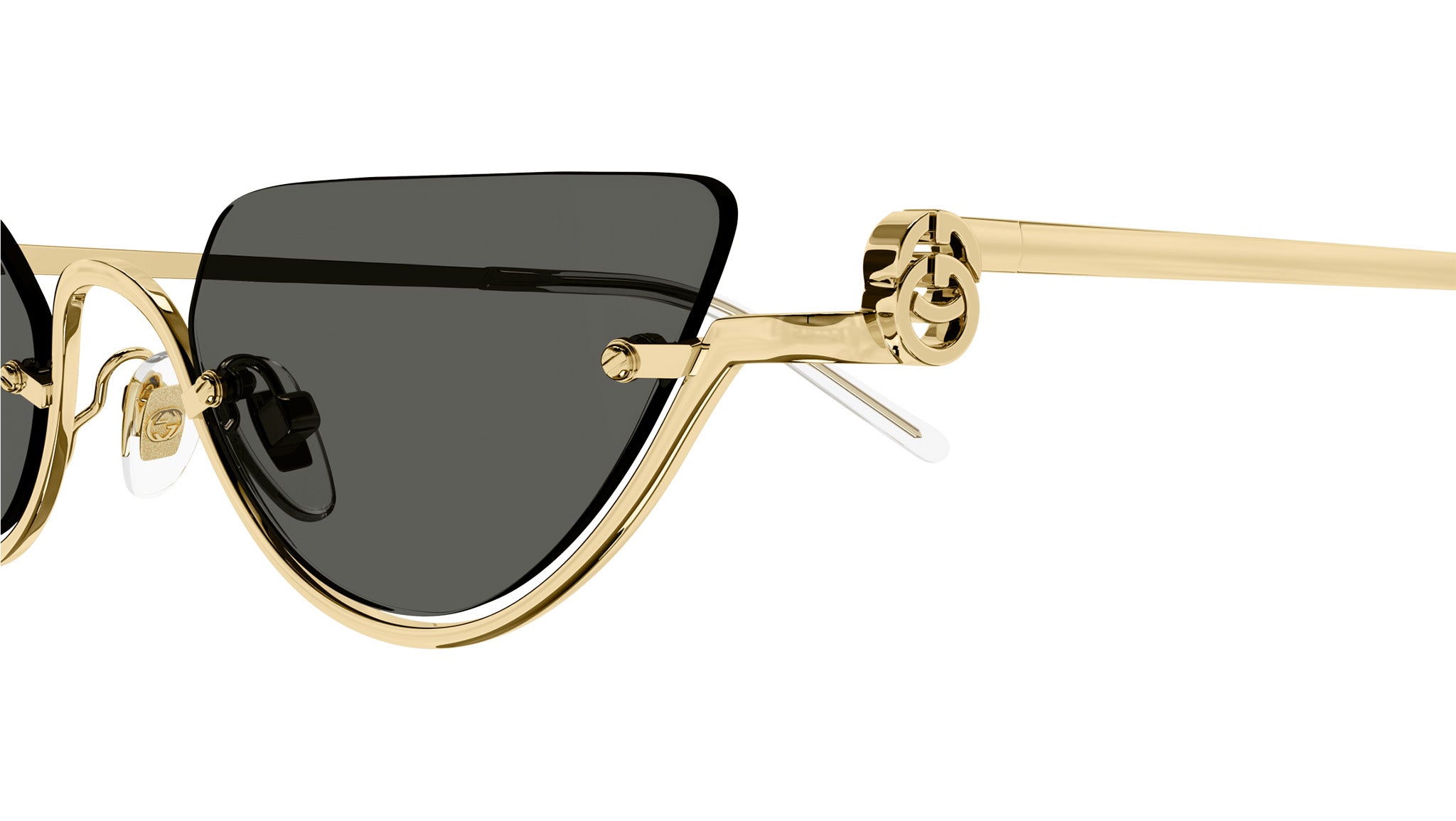 Gucci GG1603S 001 Gold Grey Cat Eye Sunglasses - eye-oo.com