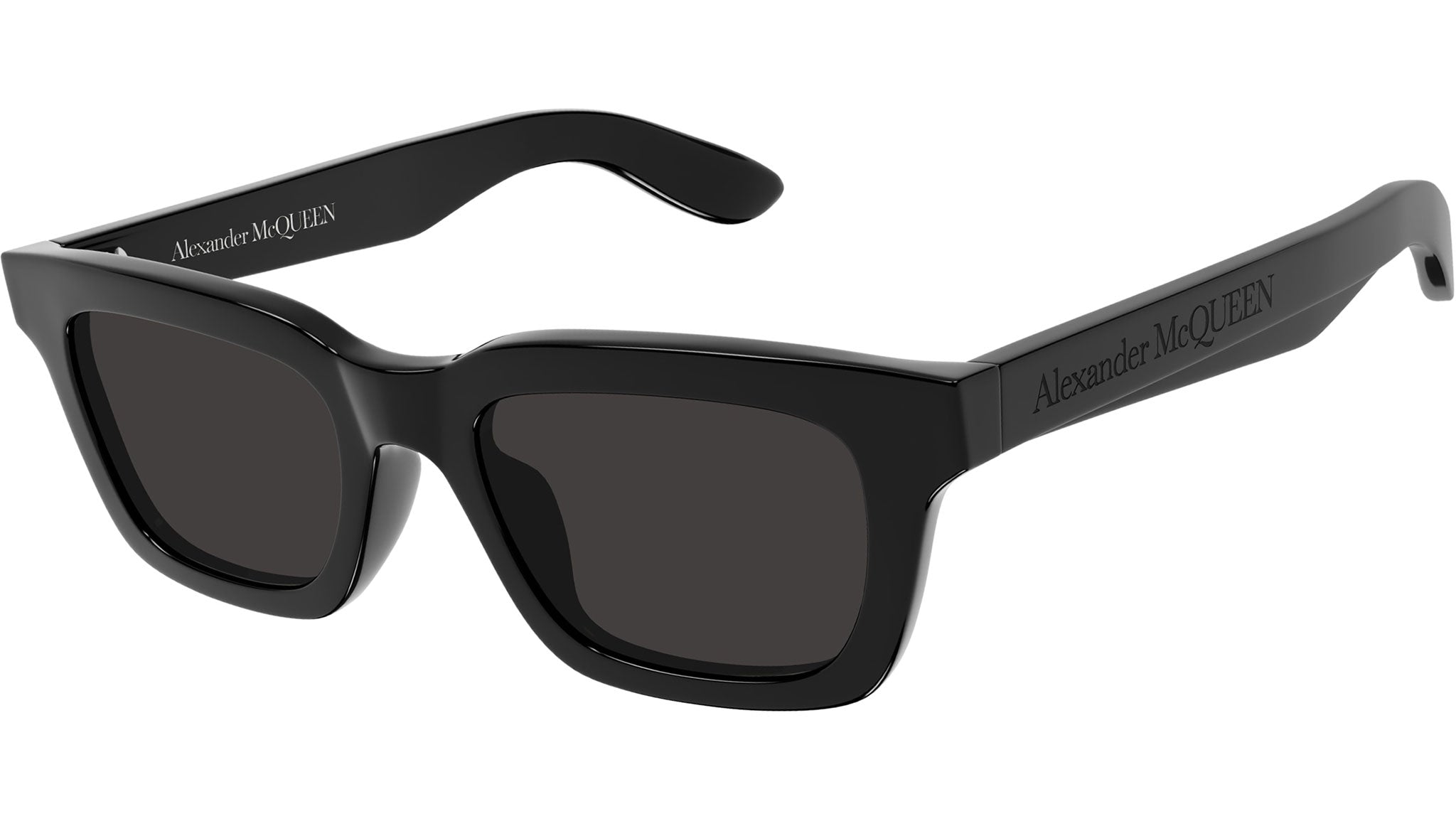 Alexander McQueen AM0392S Sunglasses 001 Shiny Solid Black 
