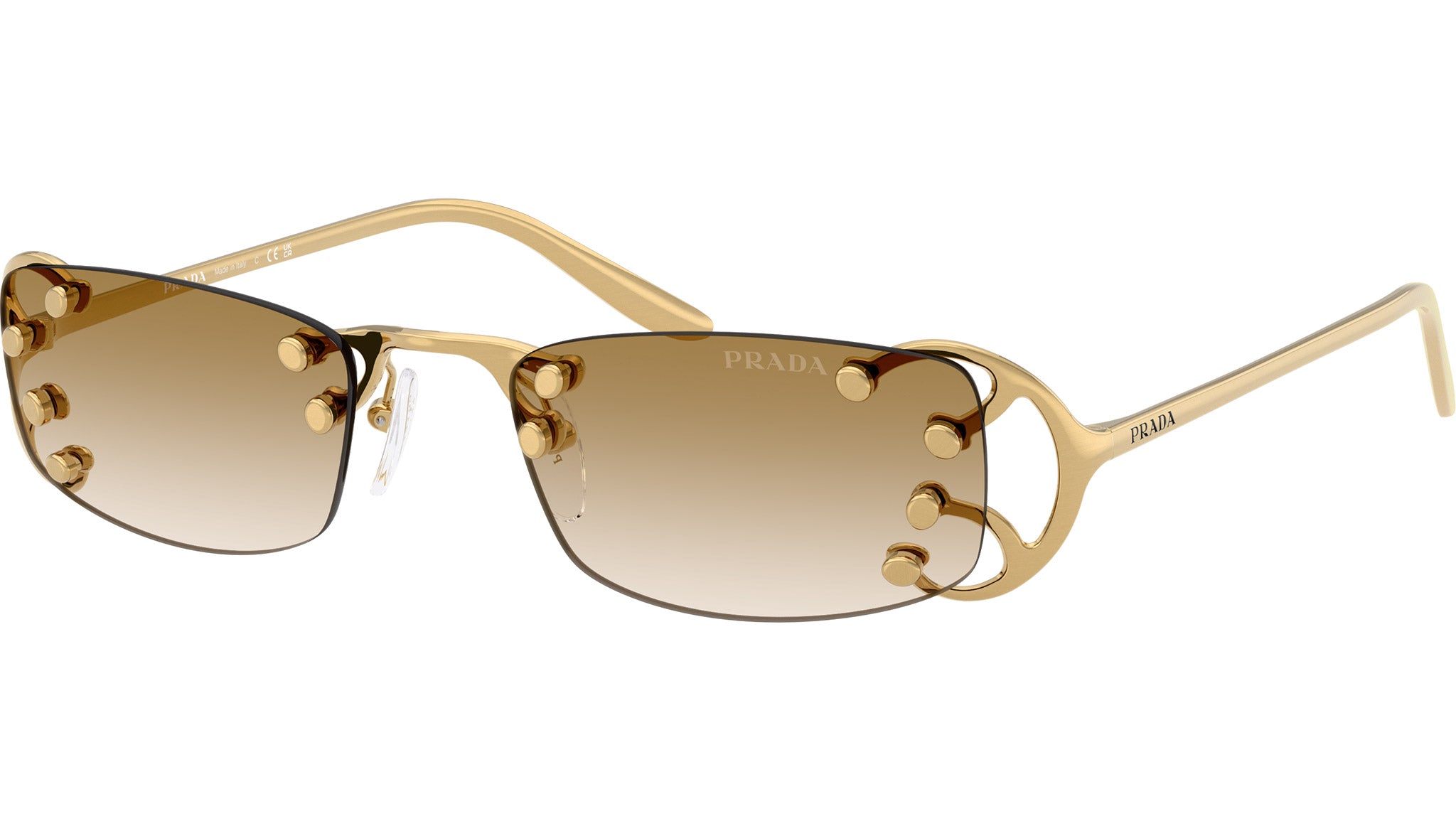 Prada Men/Women Sunglasses in Gold and Brown Prada PR A56S Sunglasses 15N80C Gold - eye-oo.com main image 3