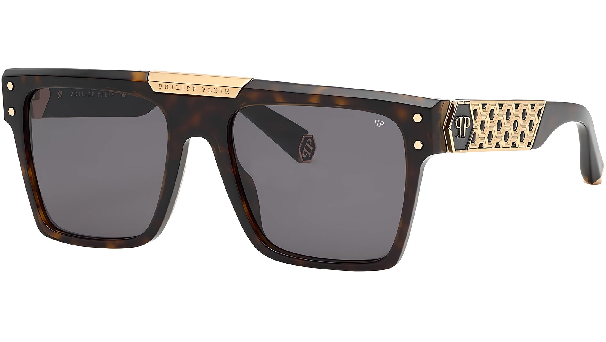 Philipp Plein SPP080 0722 Sunglasses Shiny Dark Havana - eye 
