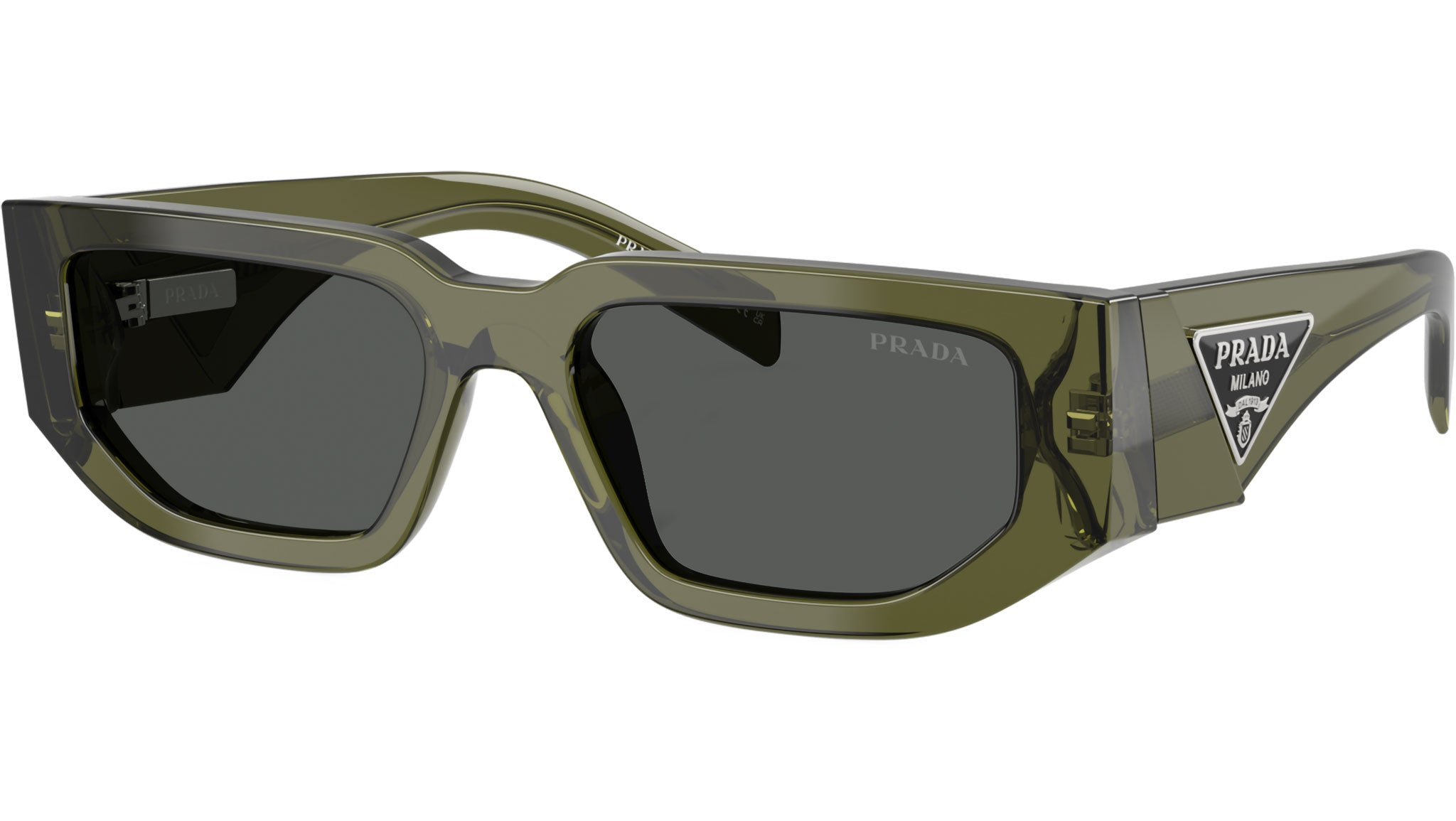 PR 09ZS Prada Sunglasses 25A40L Transparent Military Green 