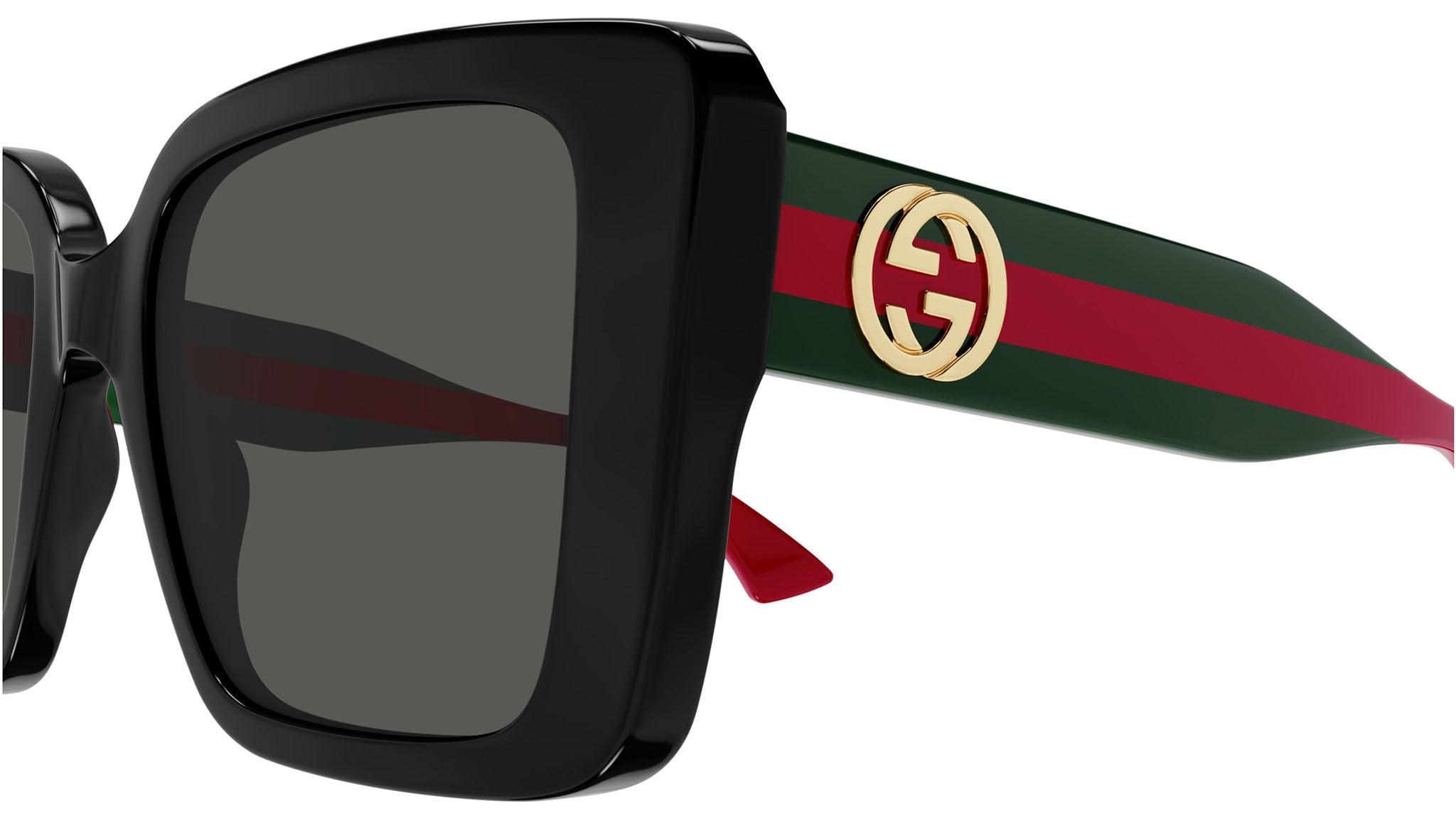 Gucci GG1861S 001 Black Grey Rectangular Sunglasses - eye-oo.com
