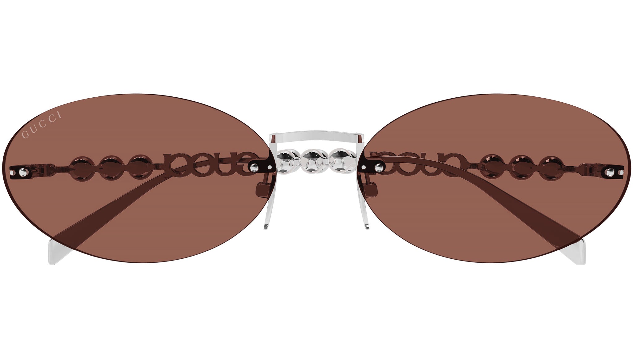 Gucci GG1922S 002 Silver Brown Round Sunglasses - eye-oo.com