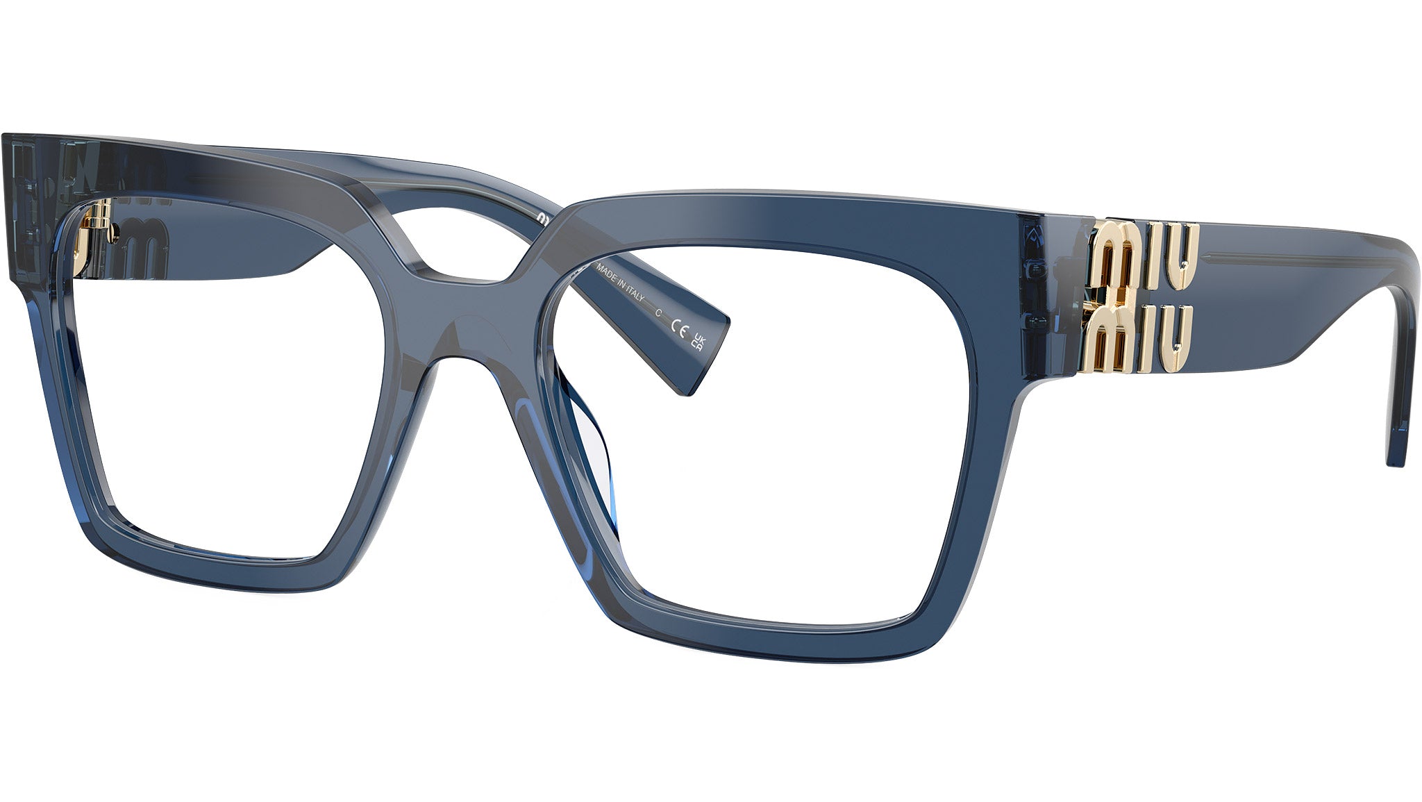 Miu Miu MU04UV Glasses 08Q1O1 Blue Transparent - eye-oo.com