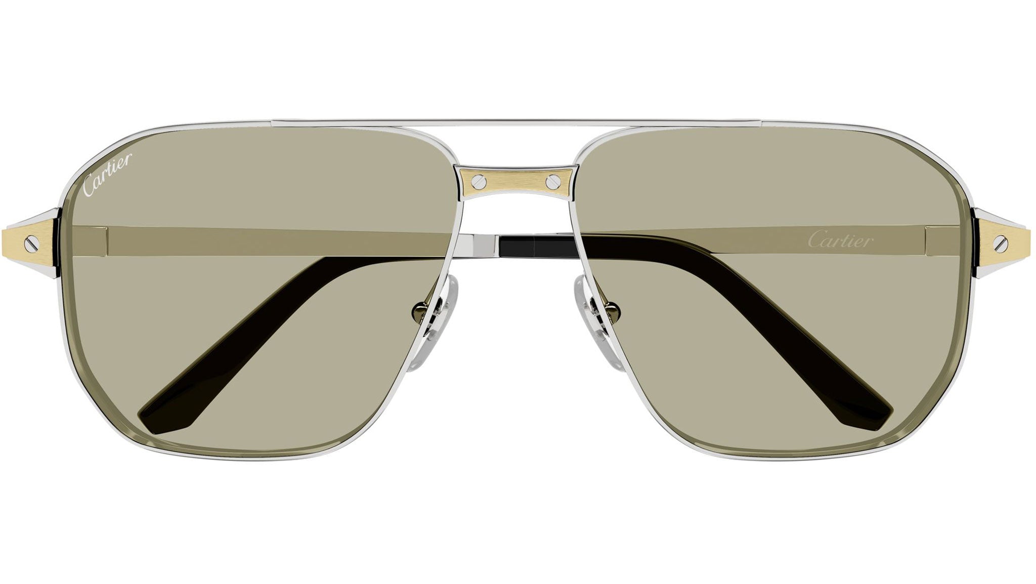 Cartier CT0424S Sunglasses 005 Shiny Silver Yellow - eye-oo.com