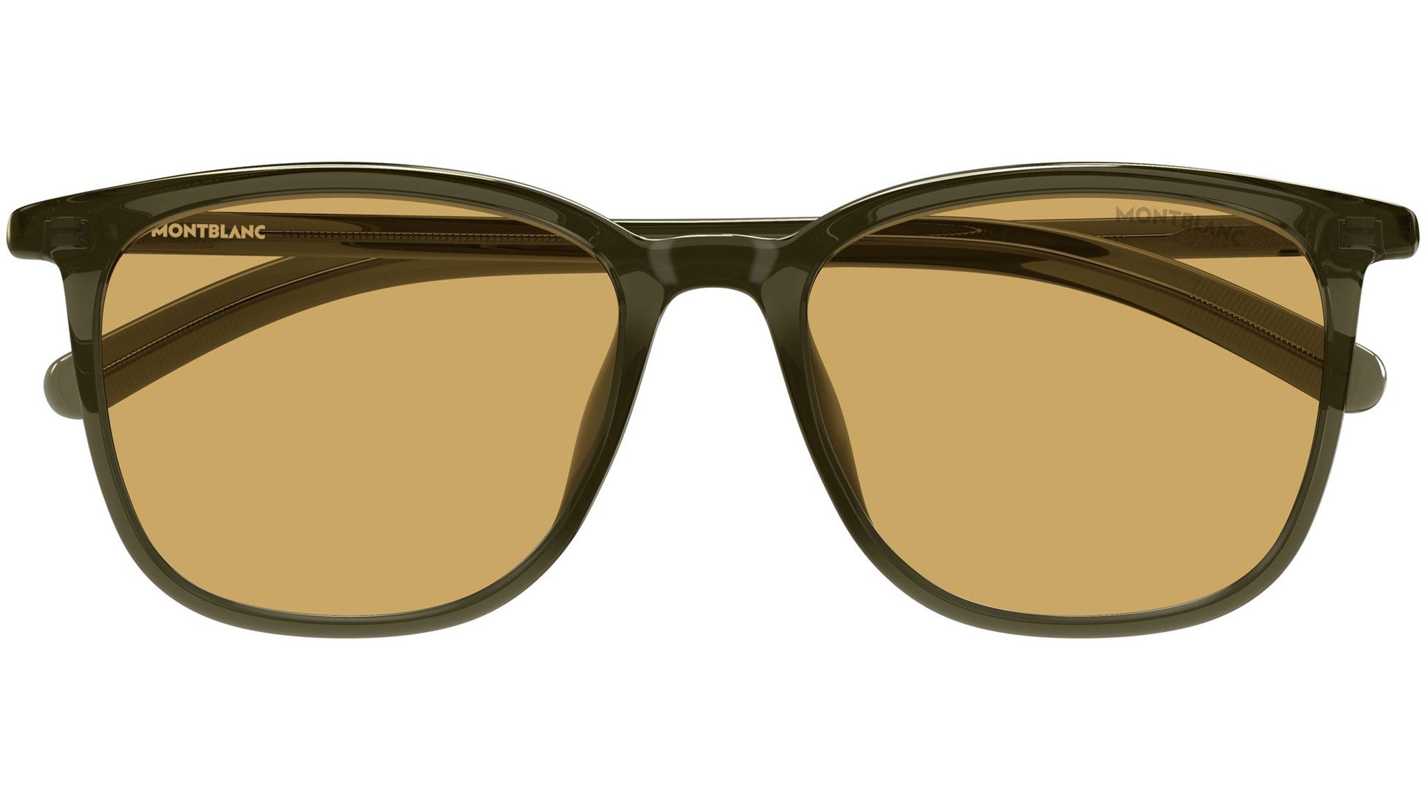 MB0487SA Montblanc Rectangular Sunglasses 004 Transparent Green 