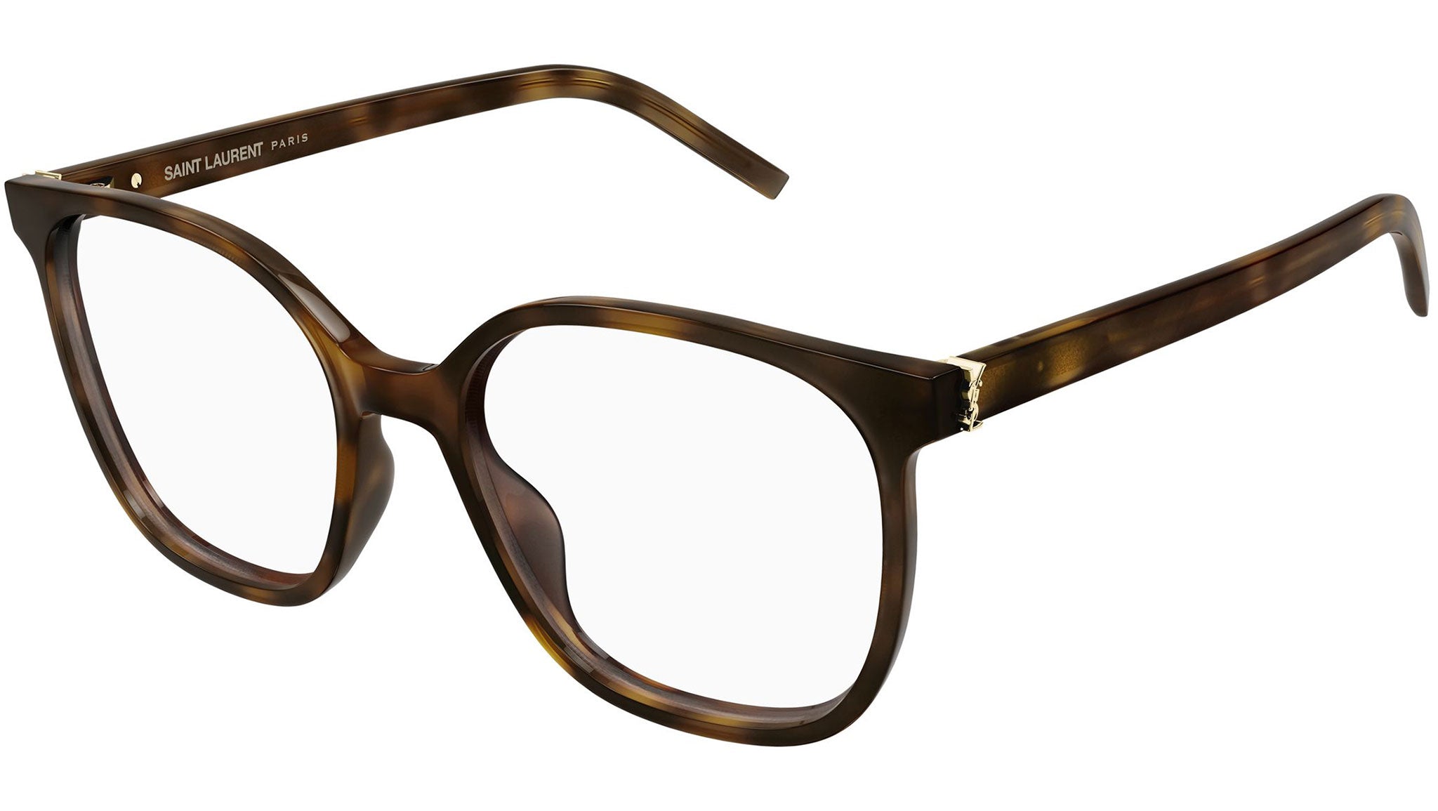 Saint Laurent Brown Tortoiseshell Eyeglasses SAINT LAURENT EYEWEAR Square-Frame Tortoiseshell Acetate  main image 2