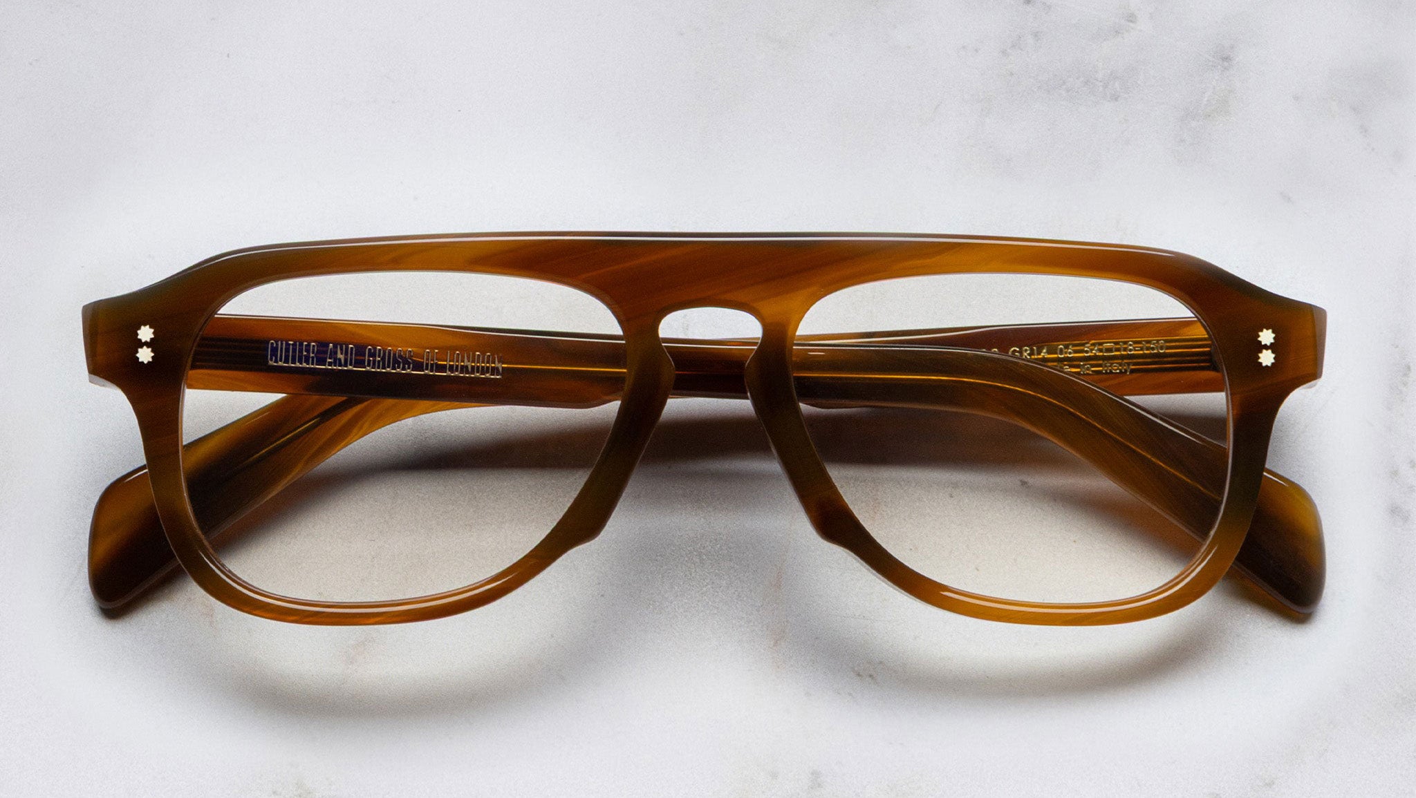 Cutler and Gross GR14 06 Optical Frame Mustard Horn - eye-oo.com