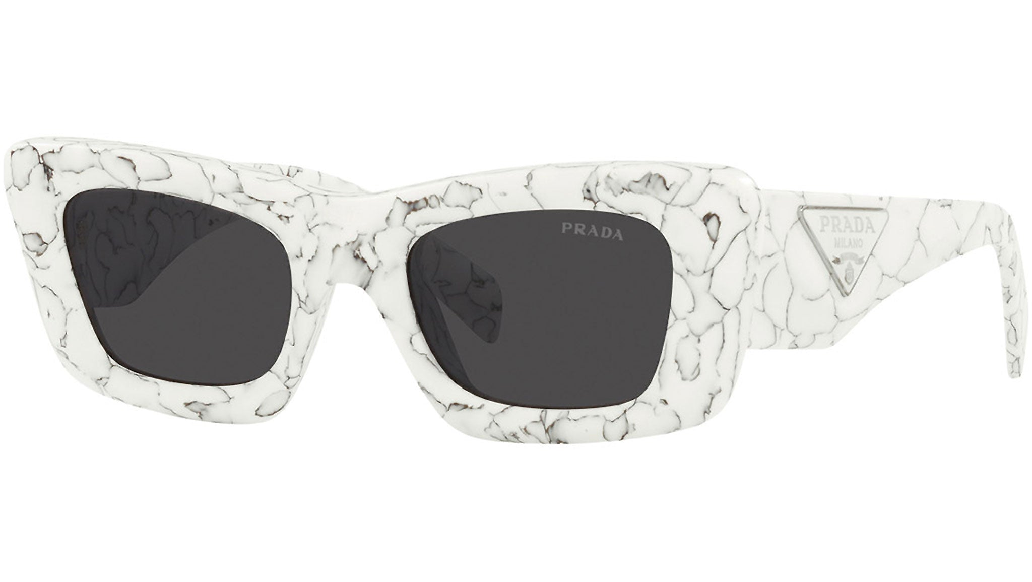 Prada Matte White Marble Sunglasses PR 13ZS | Dark Grey Lens  display picture 2