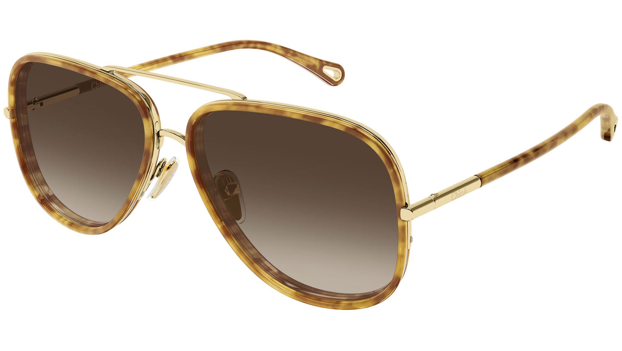 CH0382S Chloé Pilot Sunglasses 002 Gold Gradient Brown - eye-oo.com