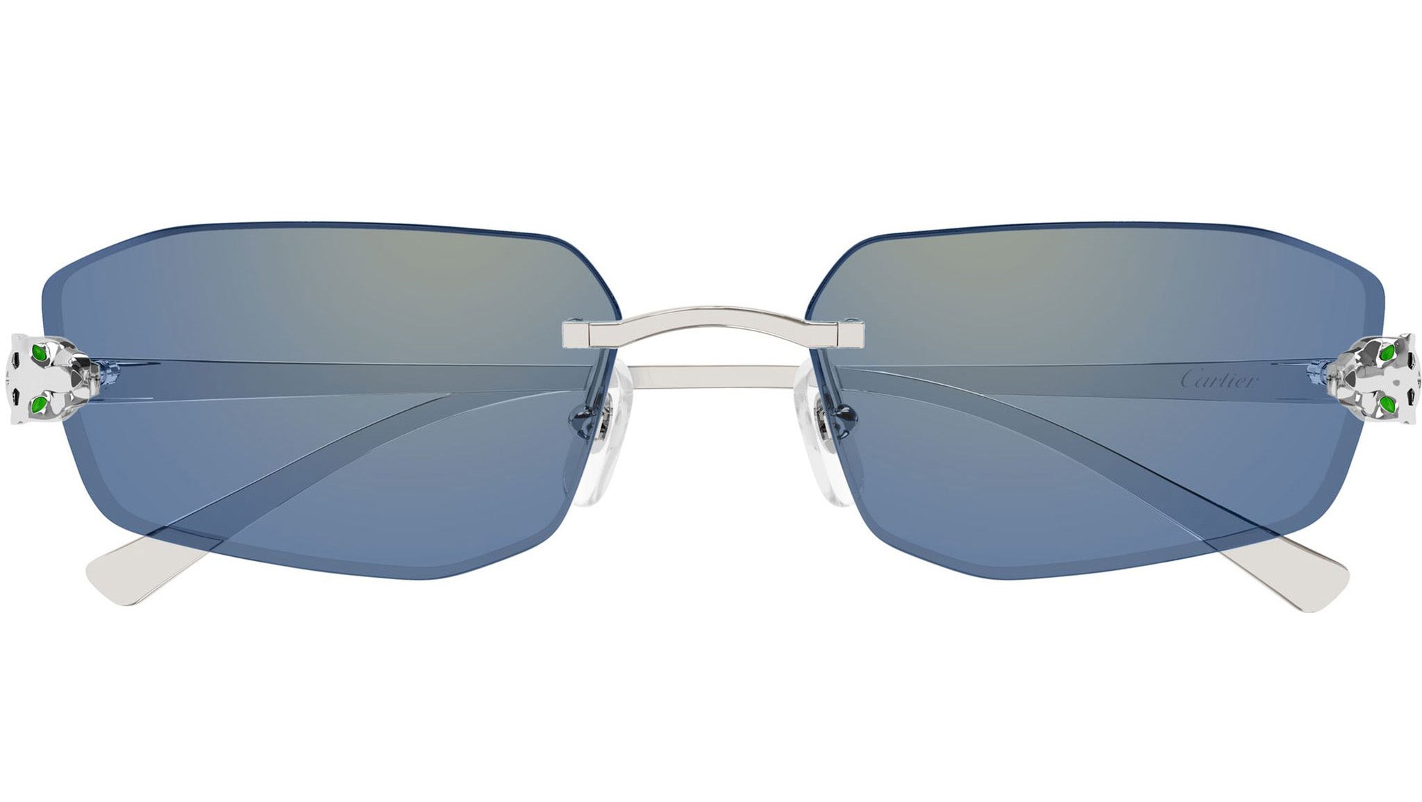 Cartier CT0474S Sunglasses 005 Shiny Silver Blue - eye-oo.com display picture 1