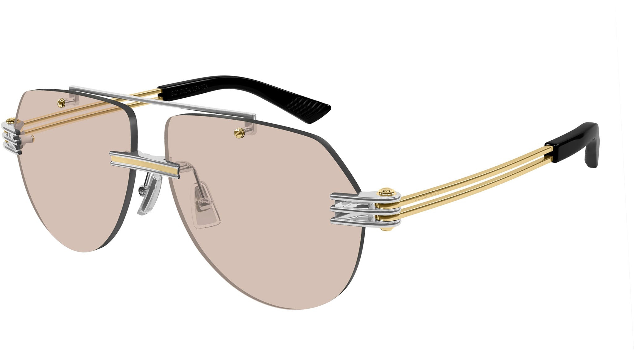 Bottega Veneta BV1342S 002 Sunglasses Silver/Gold Aviator Frame, Brown Lenses Bottega Veneta BV1342S 002 Sunglasses - US main image 2