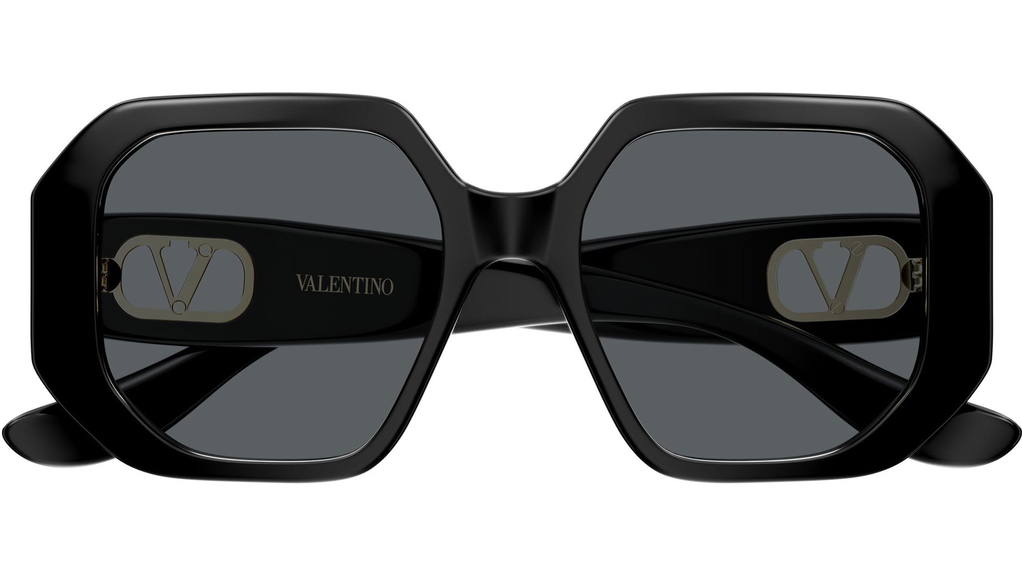 Valentino VG0003SA Sunglasses 001 Black Grey Geometric - eye-oo.com