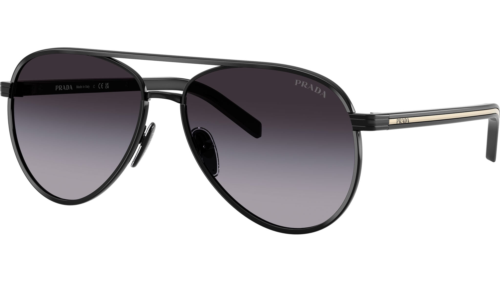 Prada Black Aviator Sunglasses with Dark Lenses PS 53ZS Sunglasses - Prada Linea Rossa Authorized Retailer  main image 3