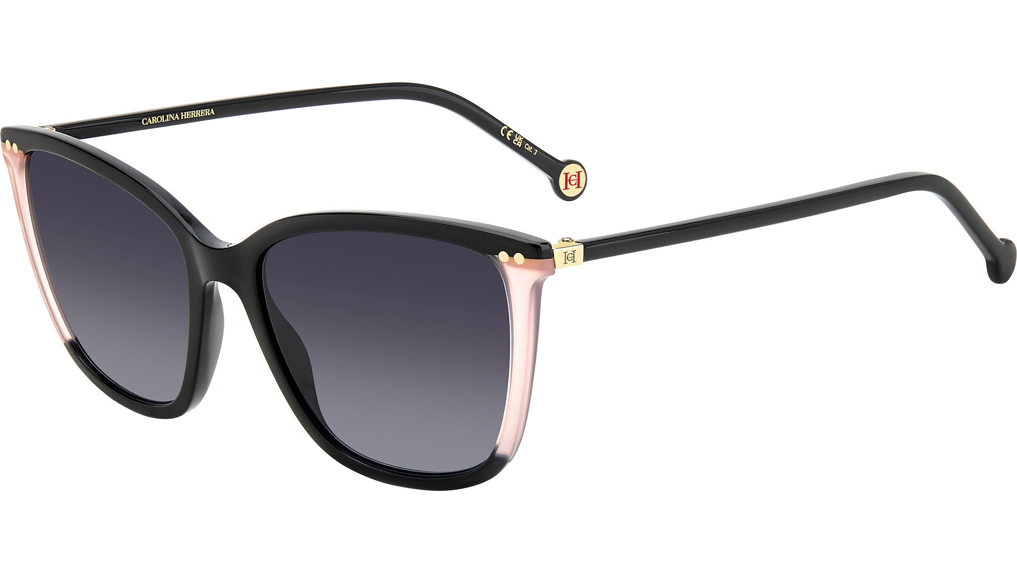 Carolina Herrera Black Sunglasses with Pink Trim Carolina Herrera HER 0245/S 3H2 Sunglasses Black Pink - eye  main image 3
