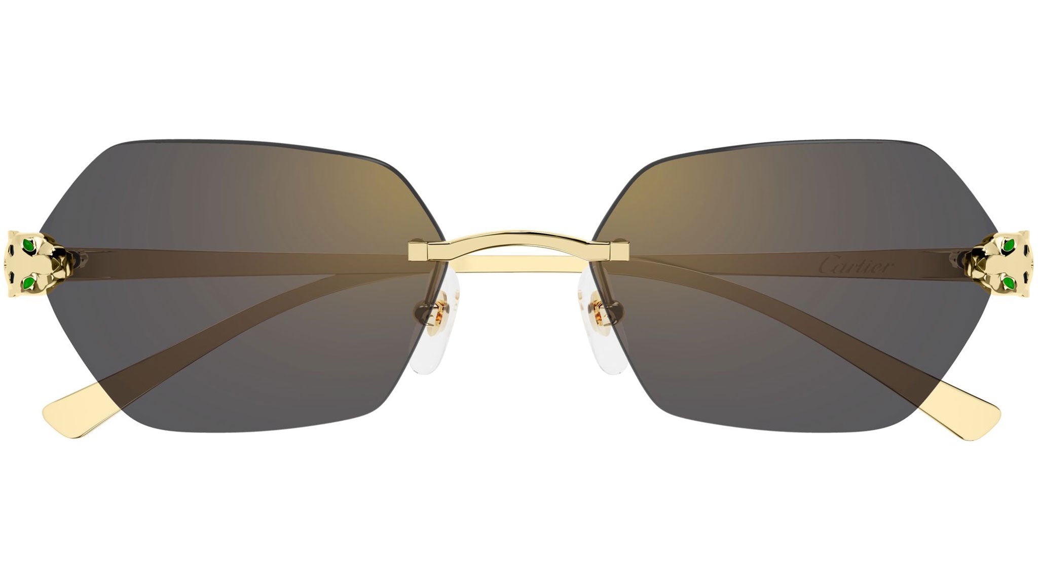 Cartier CT0636S Sunglasses 001 Shiny Gold Grey - eye-oo.com