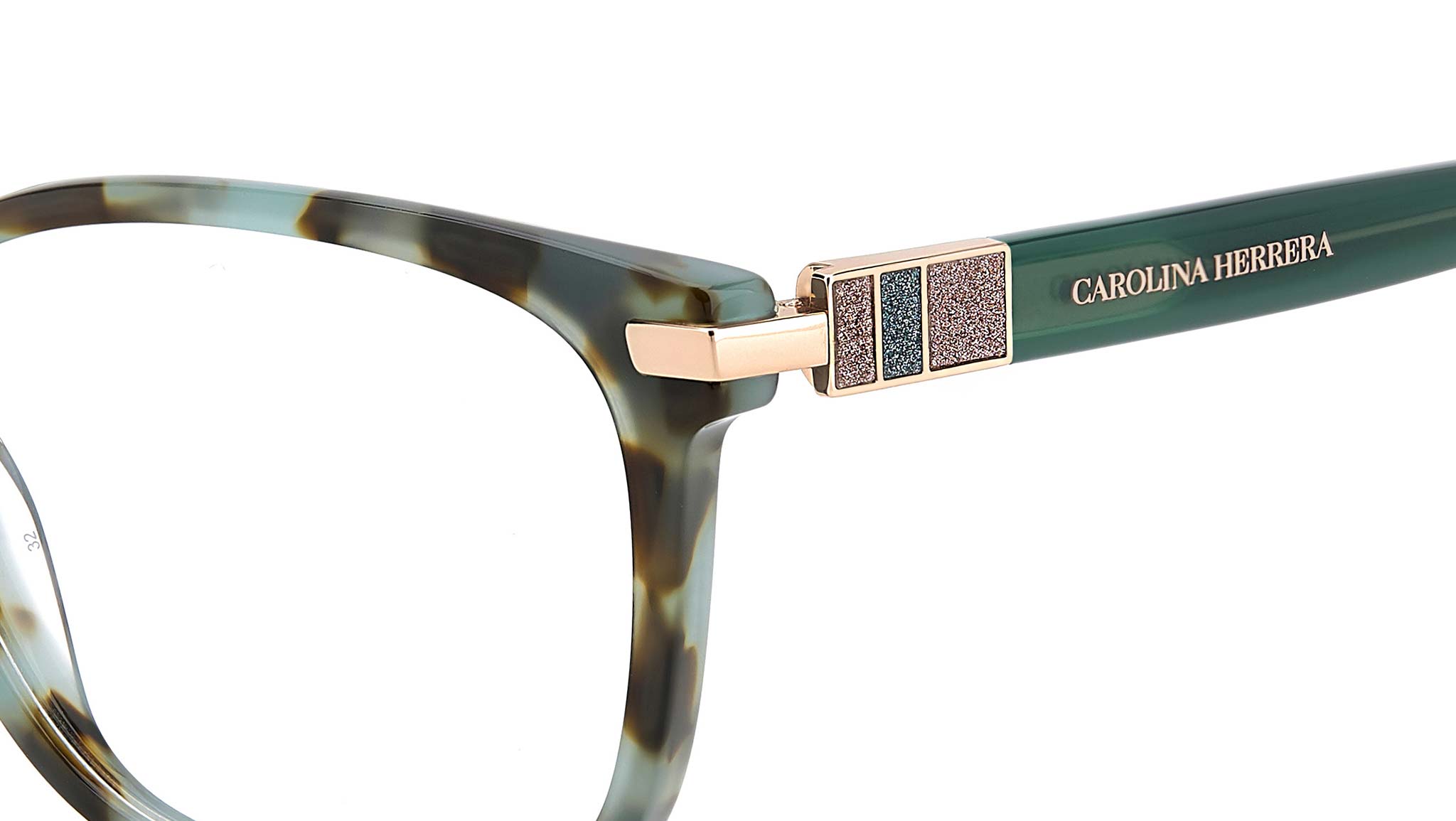 NWT CAROLINA HERRERA HER-0201-H4V-53 Eyeglasses Carolina Herrera HER 0201 J1L Optical Frame Green Havana  main image 3