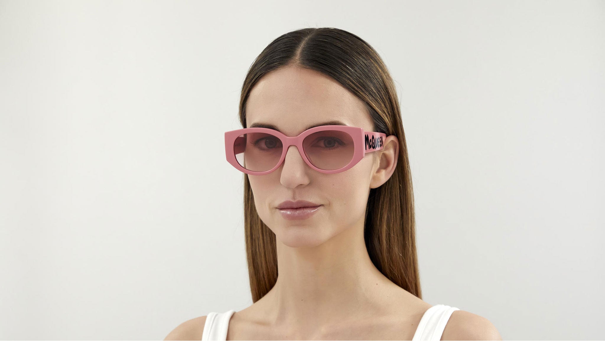 JUST TODAY?ALEXANDER MCQUEEN light pink eyeglasses ✨❤️ Alexander McQueen® AM0330S Oval Sunglasses EuroOptica™ main image 2