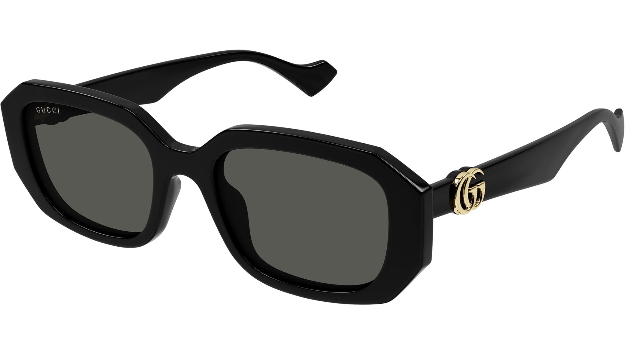 Gucci GG1535S 001 Black Grey Rectangular Sunglasses - eye-oo.com