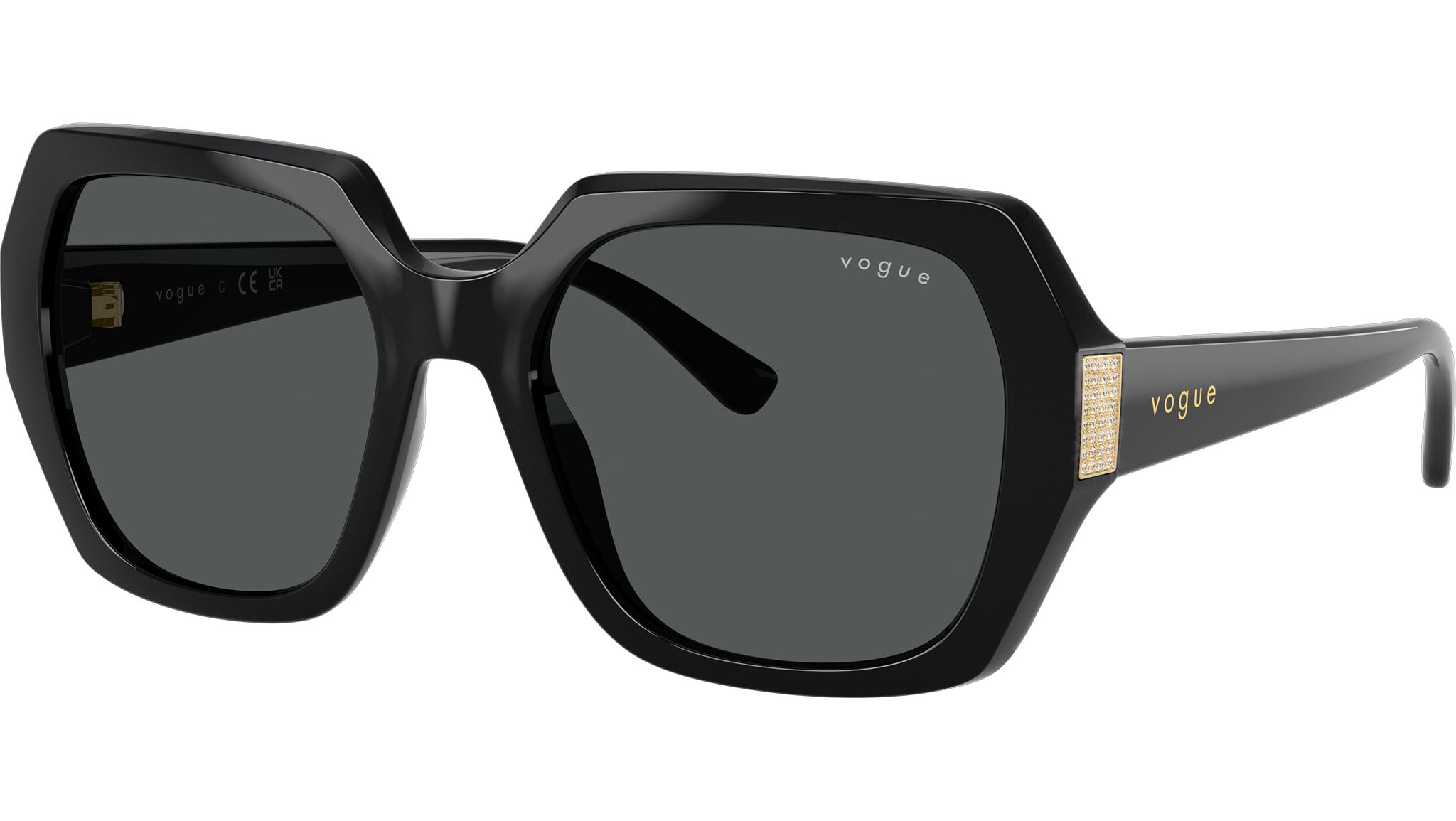 VOGUE Designer Black with Crystal Sunglasses-NWT Sunglasses VO5524S - Black - Grey - Acetate | Vogue United  main image 2
