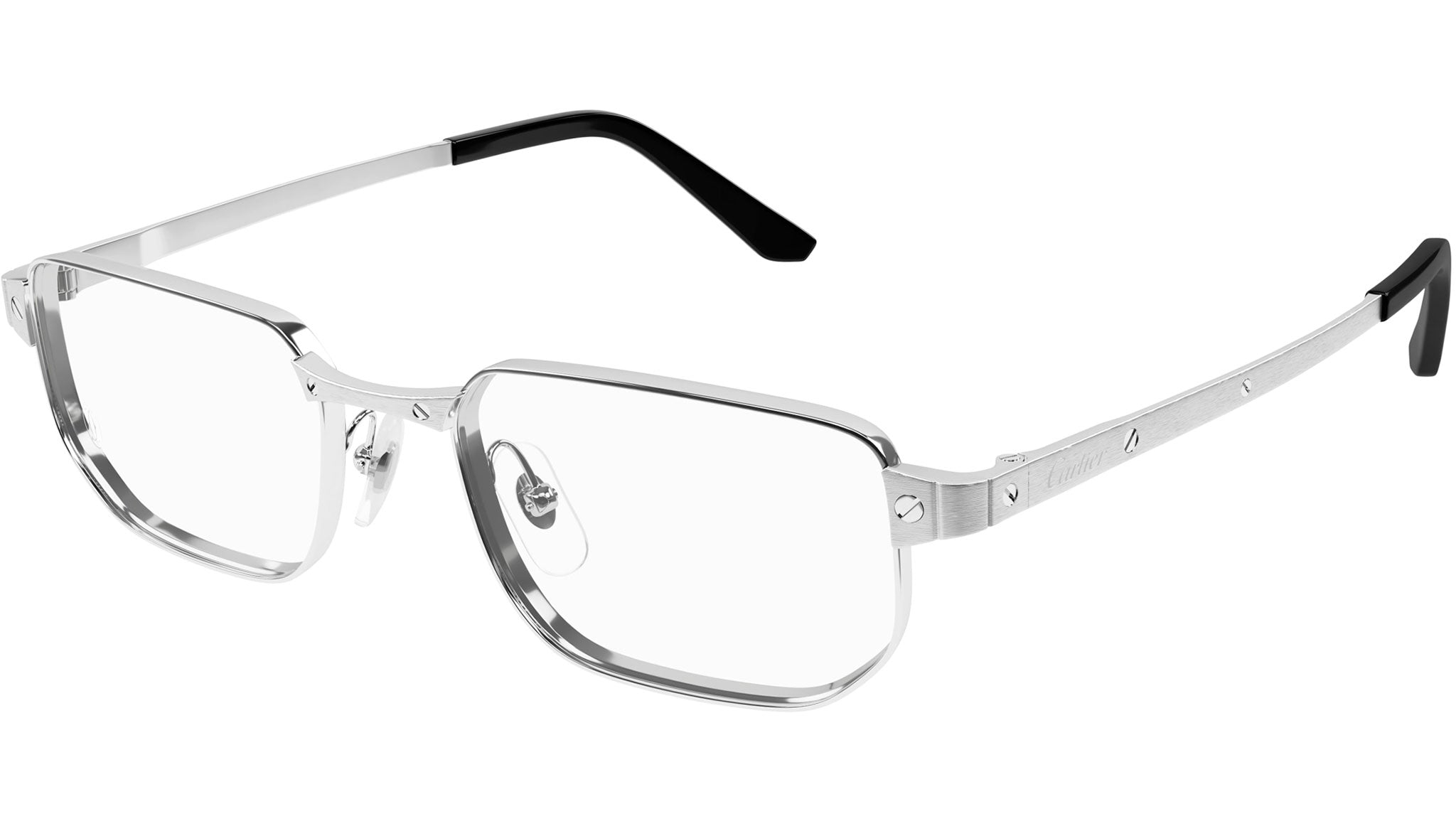 Cartier シルバー写真額縁 トラの彫刻付き Cartier CT0481O 002 Eyeglasses Shiny Silver - eye-oo.com