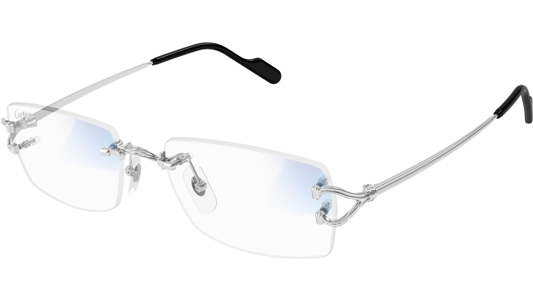 カルティエ　希少　トリニティ スリーカラー　ブルーカボション　フォトフレーム Cartier CT0563S 001 Sunglasses Shiny Platinum Blue - eye-oo.com