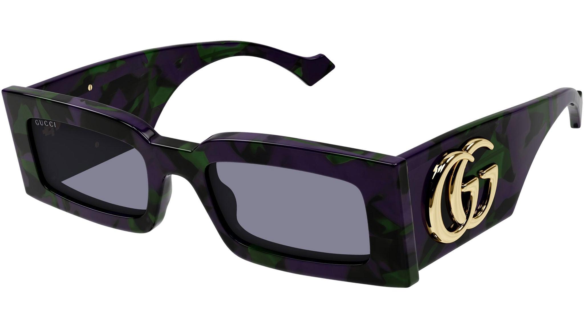 Gucci GG1425S 003 Sunglasses Big Spotted Purple And Green Havana Rectangle Frame Gucci GG1425S 003 Havana Grey Rectangular Sunglasses - eye  main image 2