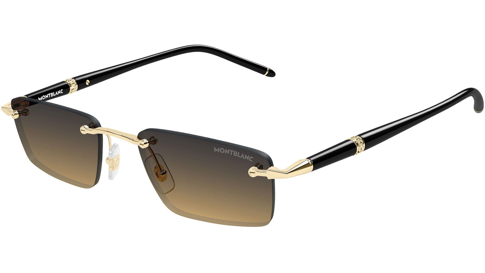 MB0484S Montblanc Rectangular Sunglasses 002 Light Gold - eye-oo.com